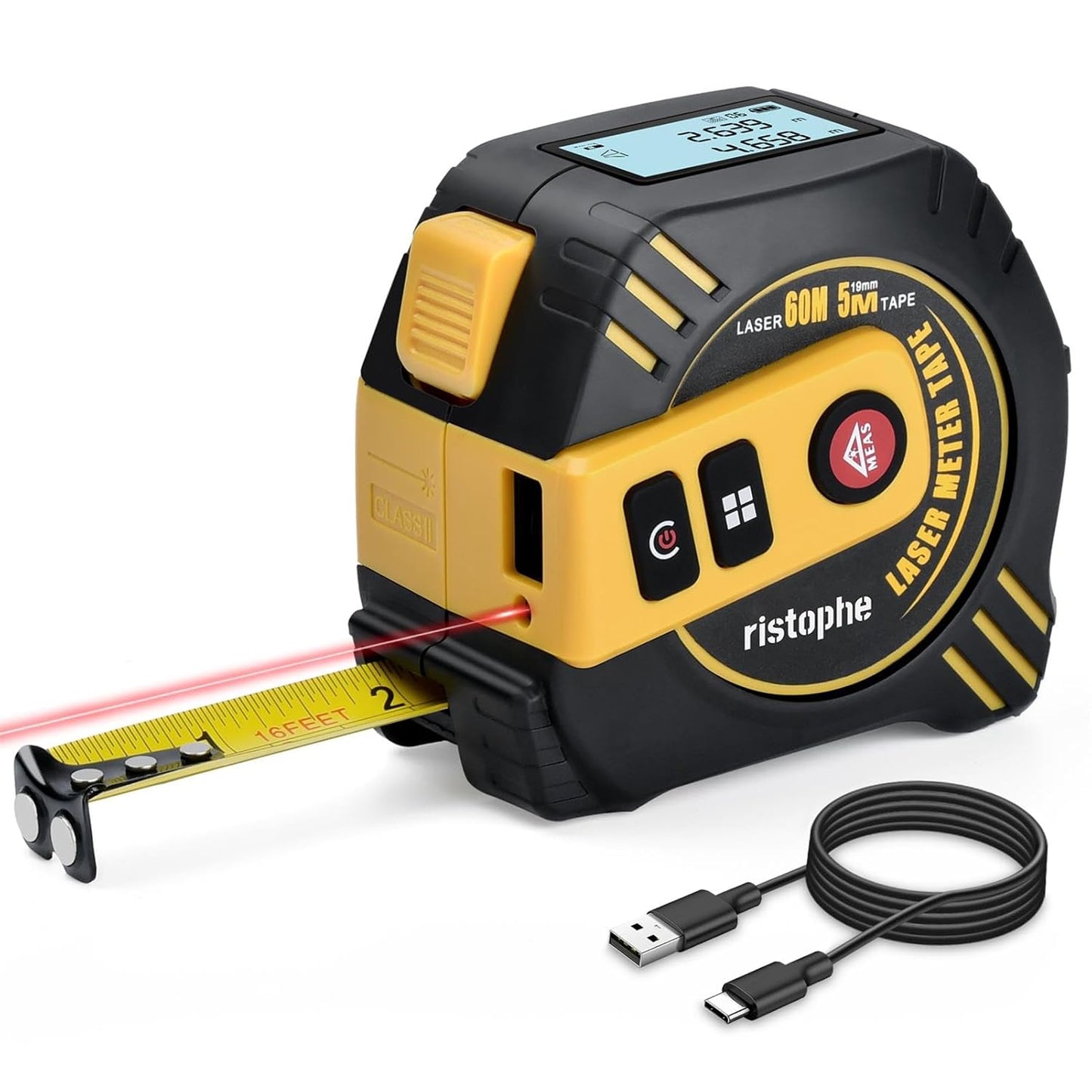 2-in-1 Laser Tape Measure for Accurate Distance Measurements
