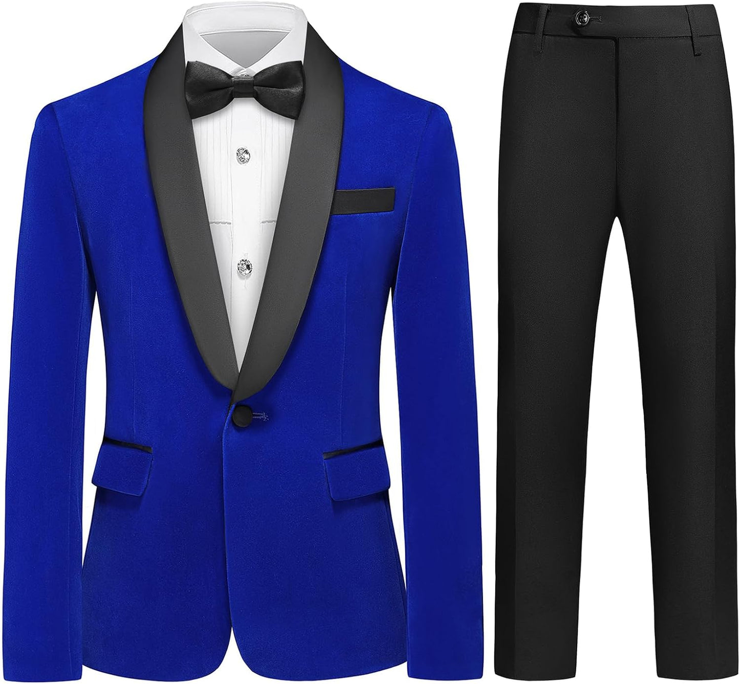 Boys Velvet Tuxedo Suit 4 Piece Slim Fit Kids Formal Outfit