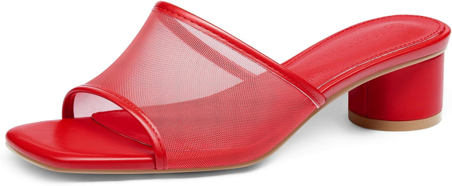 Coutgo Womens Slide Sandals with Chunky Heels for Summer