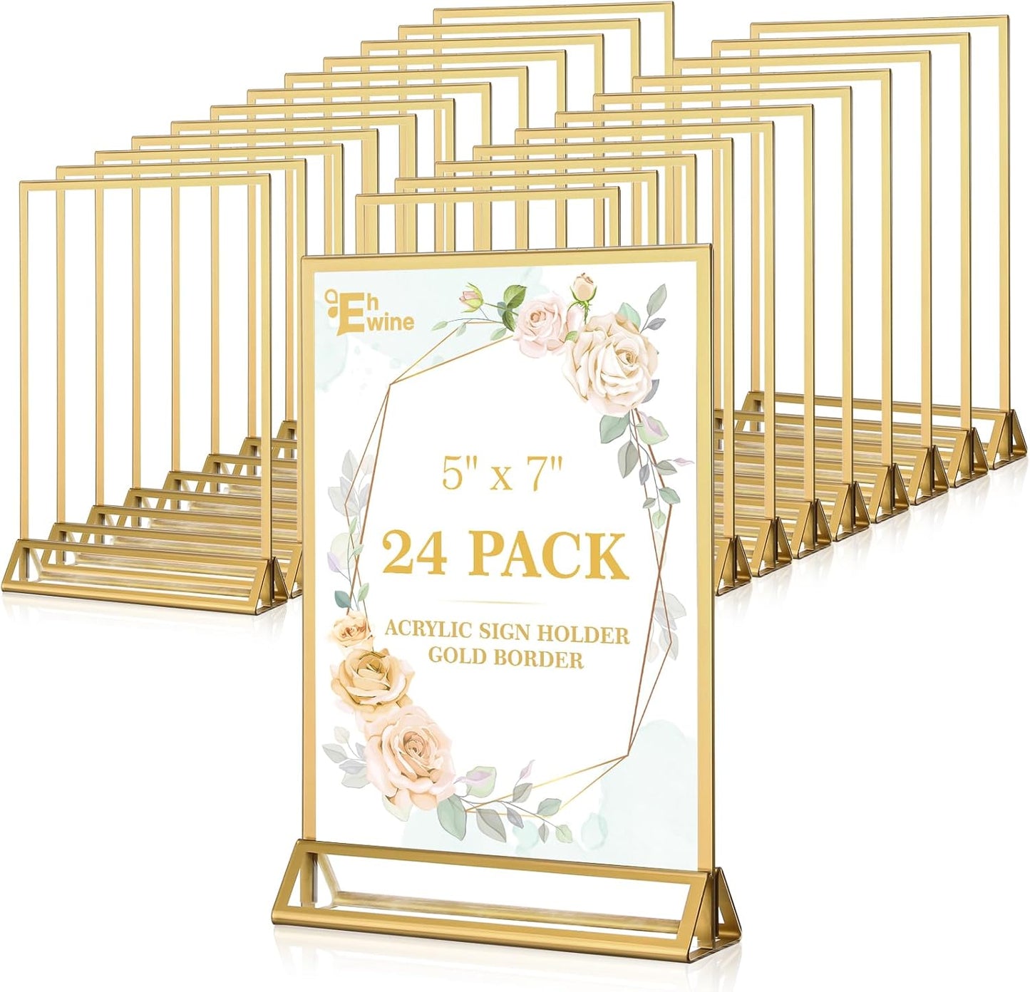 EHWINE 24 Pack Acrylic Sign Holder 5 x 7 for Displays