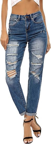 Resfeber Women's Ripped Boyfriend Jeans for Stylish Comfort