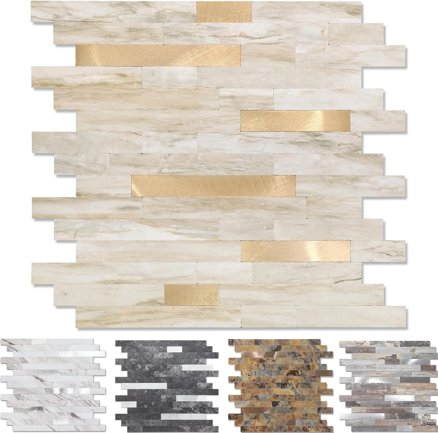 Yipscazo Peel and Stick Stone Metal Tile Backsplash for Home