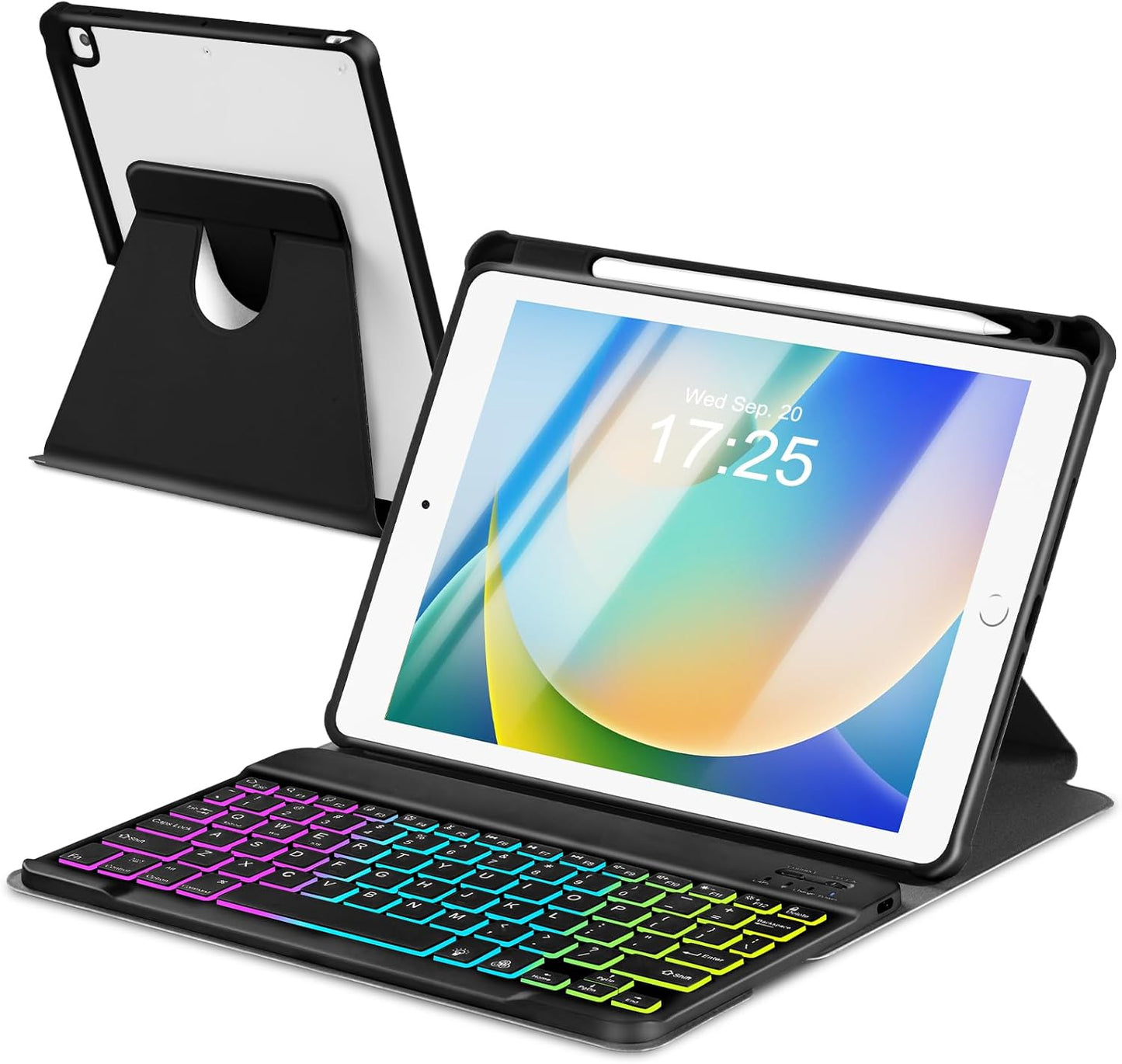 Detachable Wireless Keyboard Case for iPad 10.2 inch with RGB