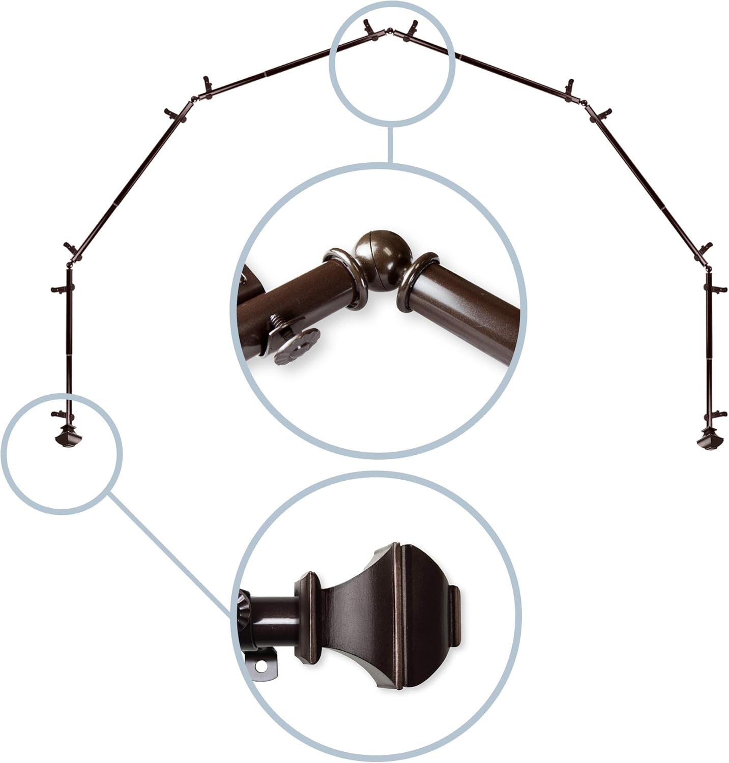 Effortlessly Elegant Cocoa Bay Window Curtain Rod