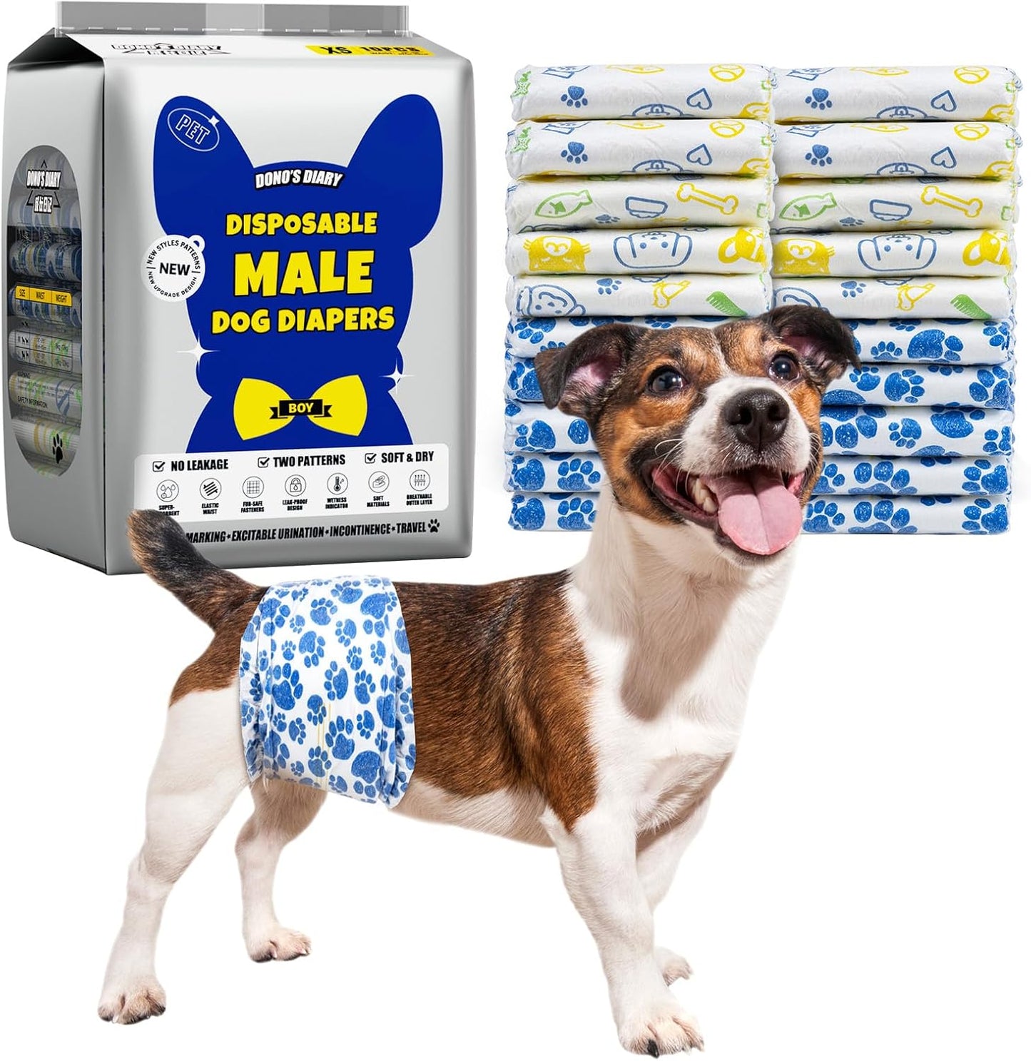 Dono Male Dog Wraps 60ct: Ultra Absorbent & Leak-Proof