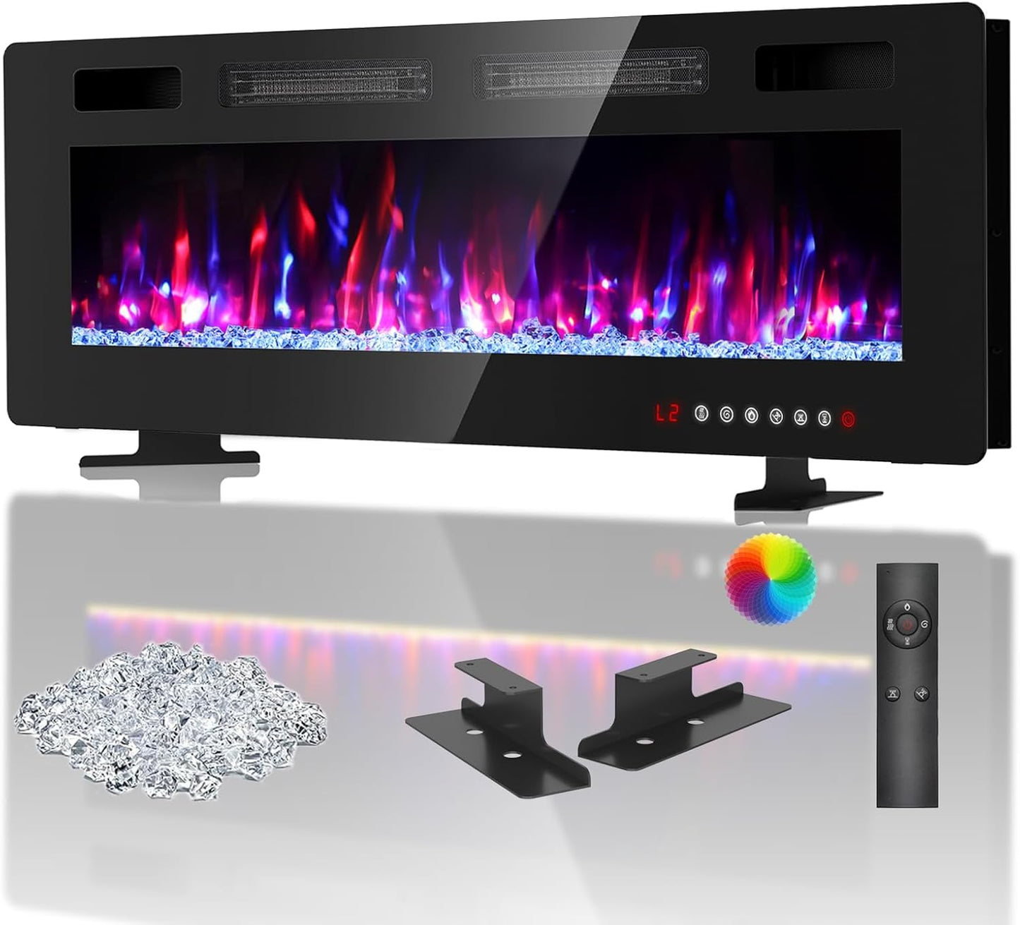BREEZEHEAT 60 Electric Fireplace: Remote, Touch Screen, Timer