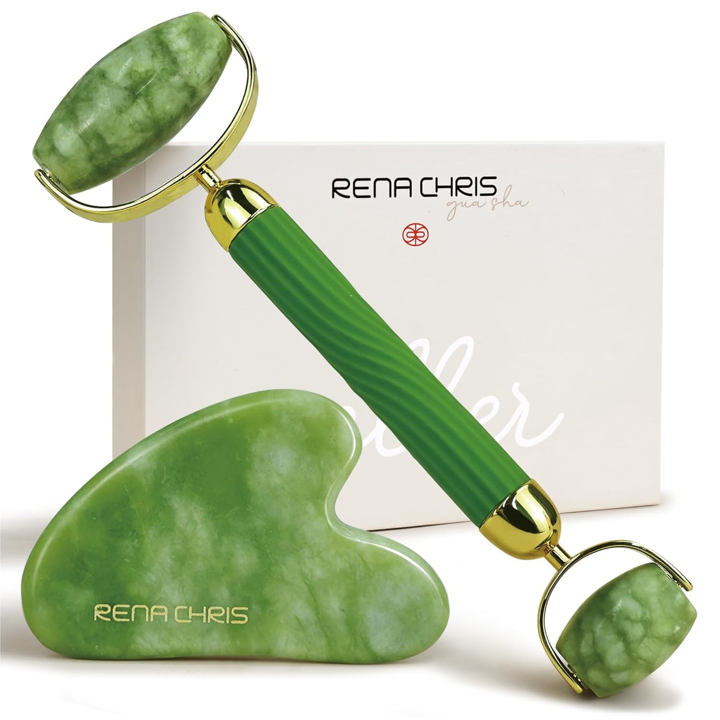 Jade Face Roller & Gua Sha Set for Jawline Sculpting
