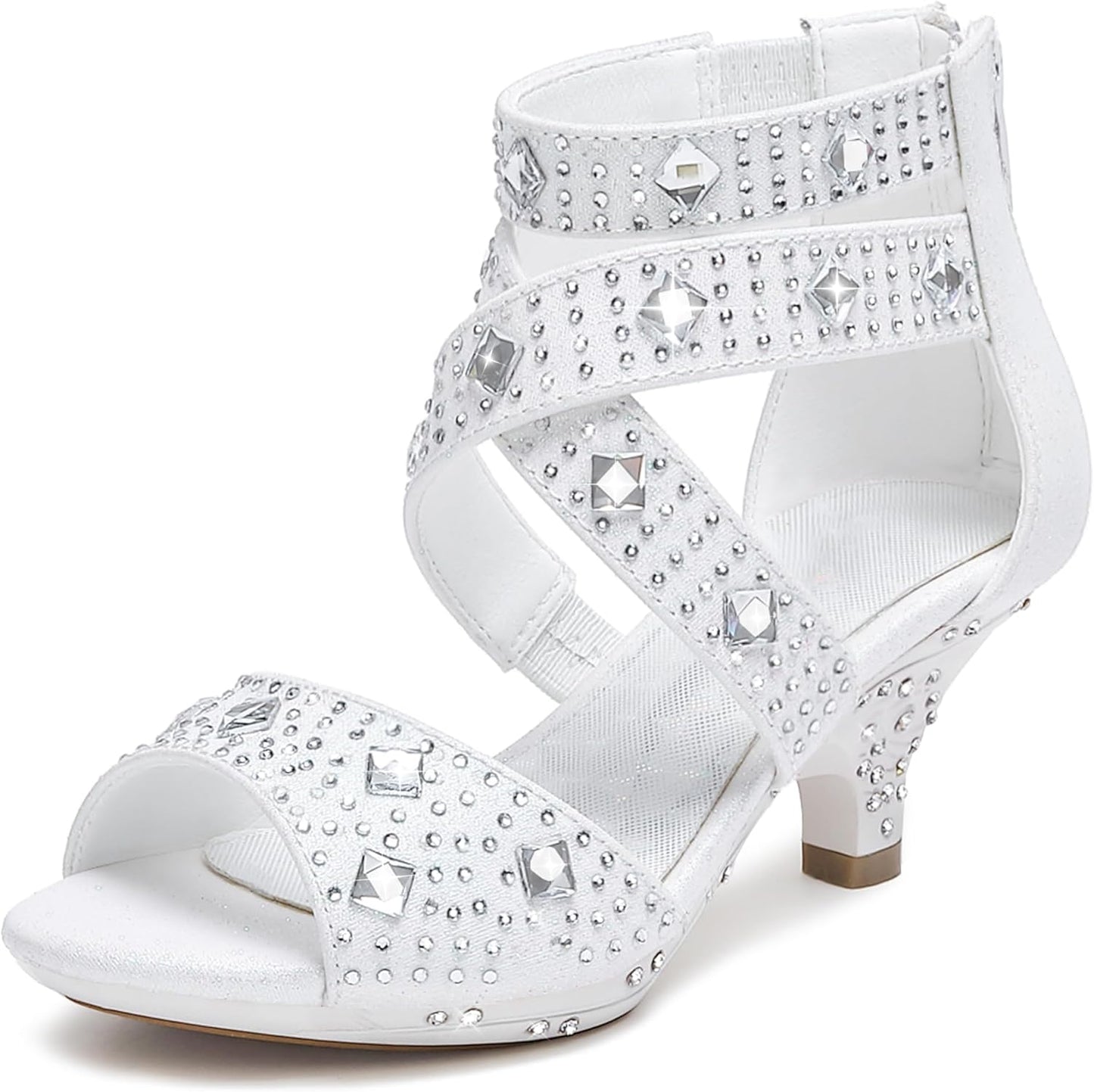 Dufannie Toddler High Heels for Flower Girls - Glittery Pumps