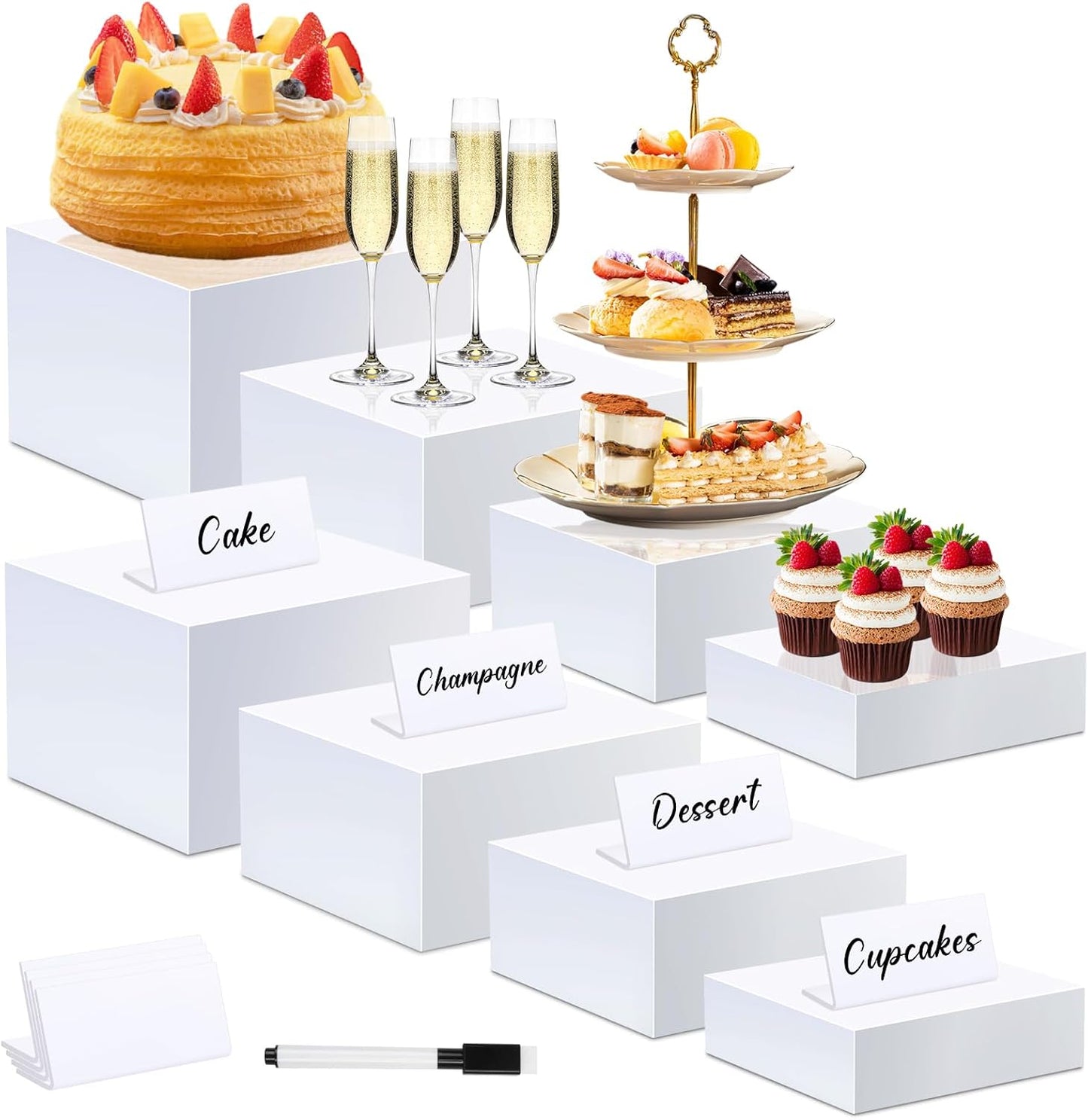 Buffet Risers Set of 8 Acrylic Cube Display Stands for Events