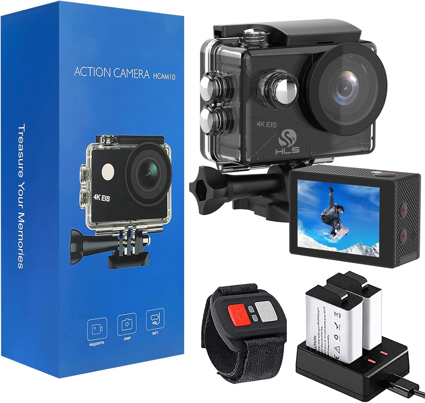 4K Waterproof Action Camera + Extra Battery Pack