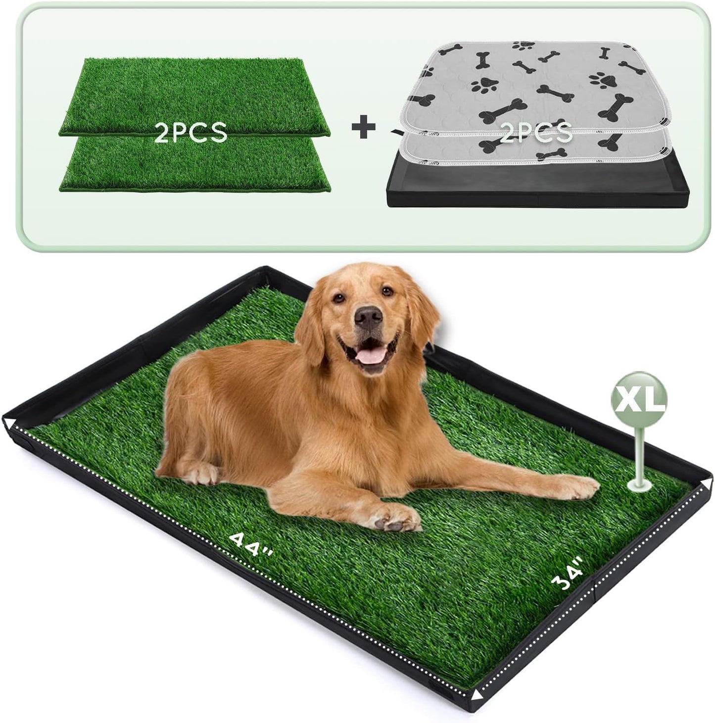Extra Large Dog Grass Pad with Foldable Litter Box for Potty Training