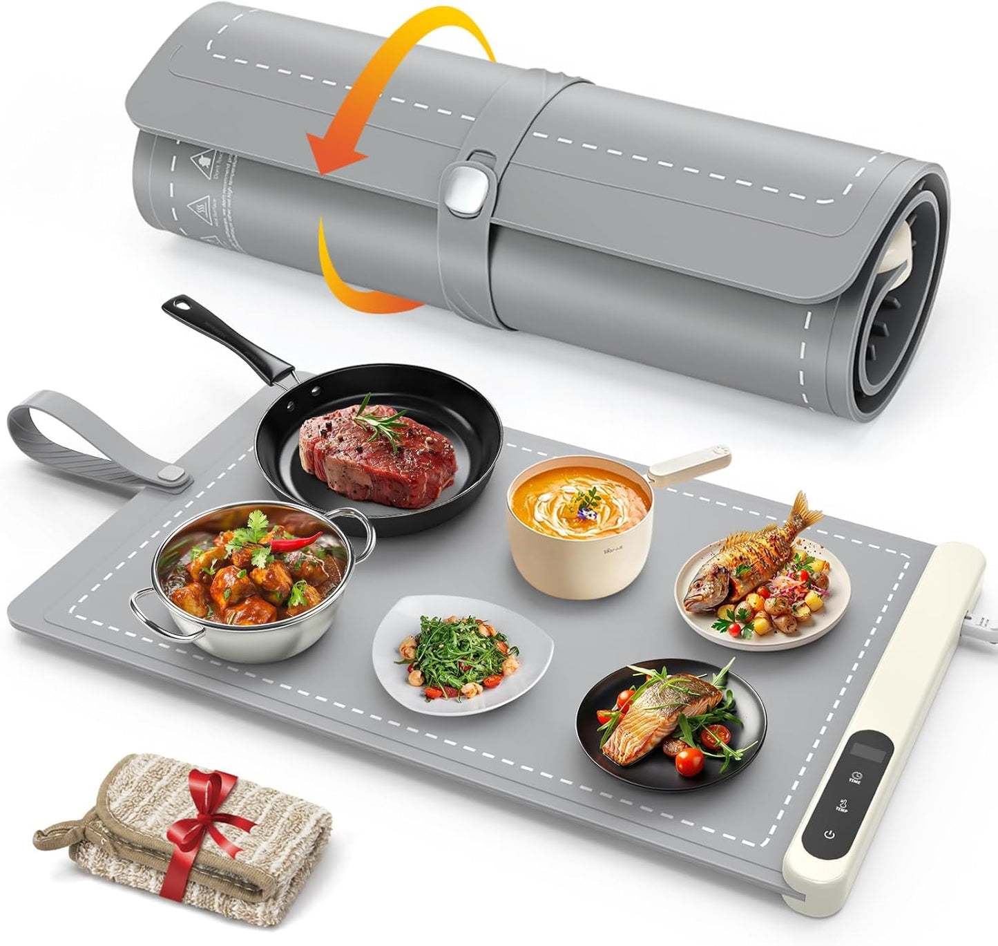 FYY Food Warming Mat - Electric Heating Tray with Timer & Settings