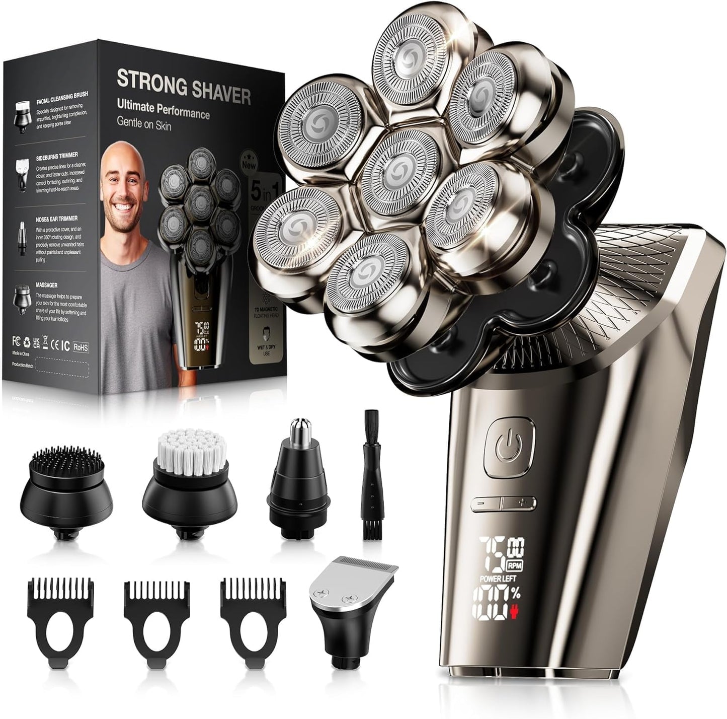 9 in 1 Head Shaving Kit for Bald Men - SHPAVVER Electric Razor