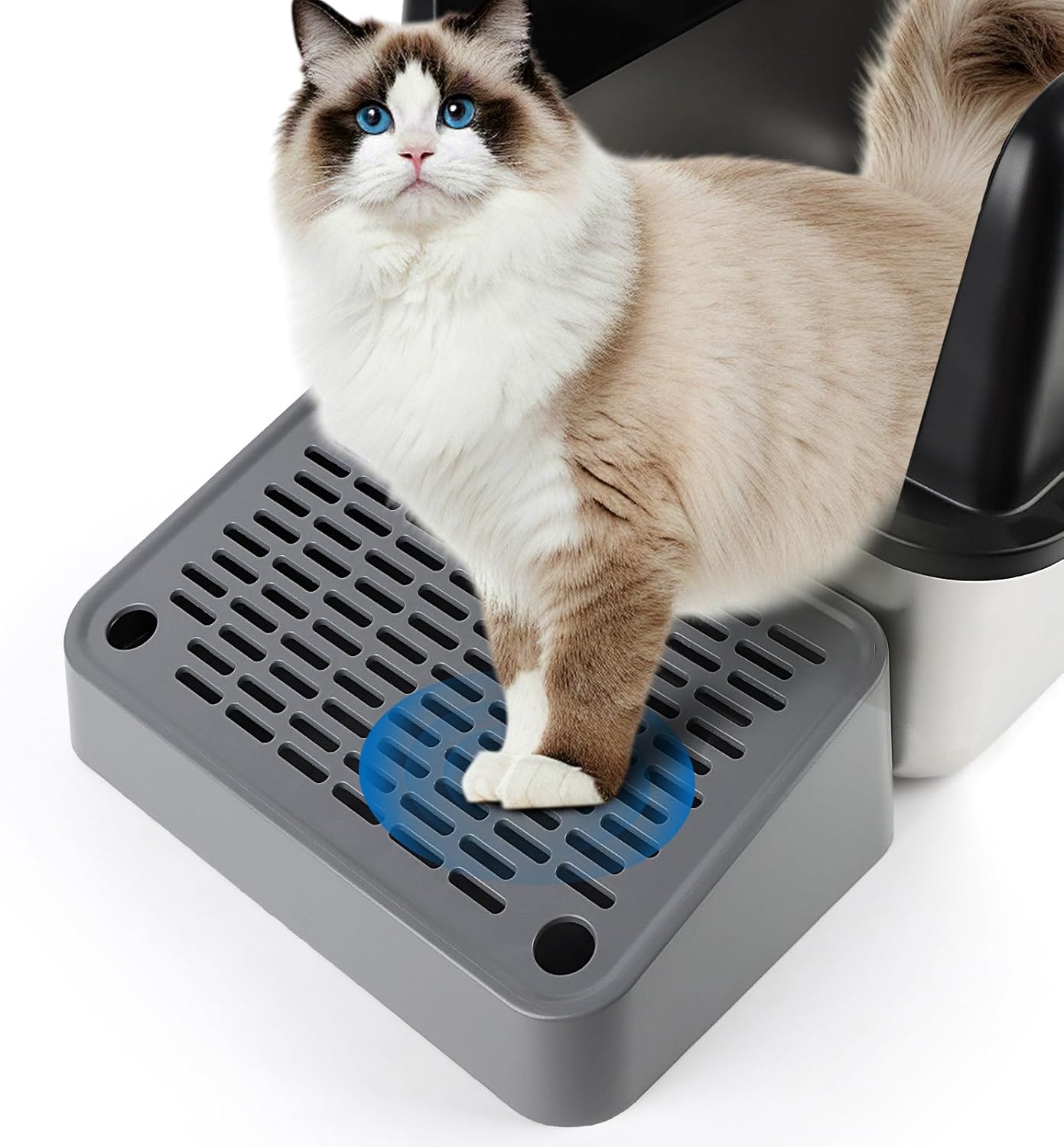 Litter Box Step for Cats - Easy to Clean Cat Ramp with Filter