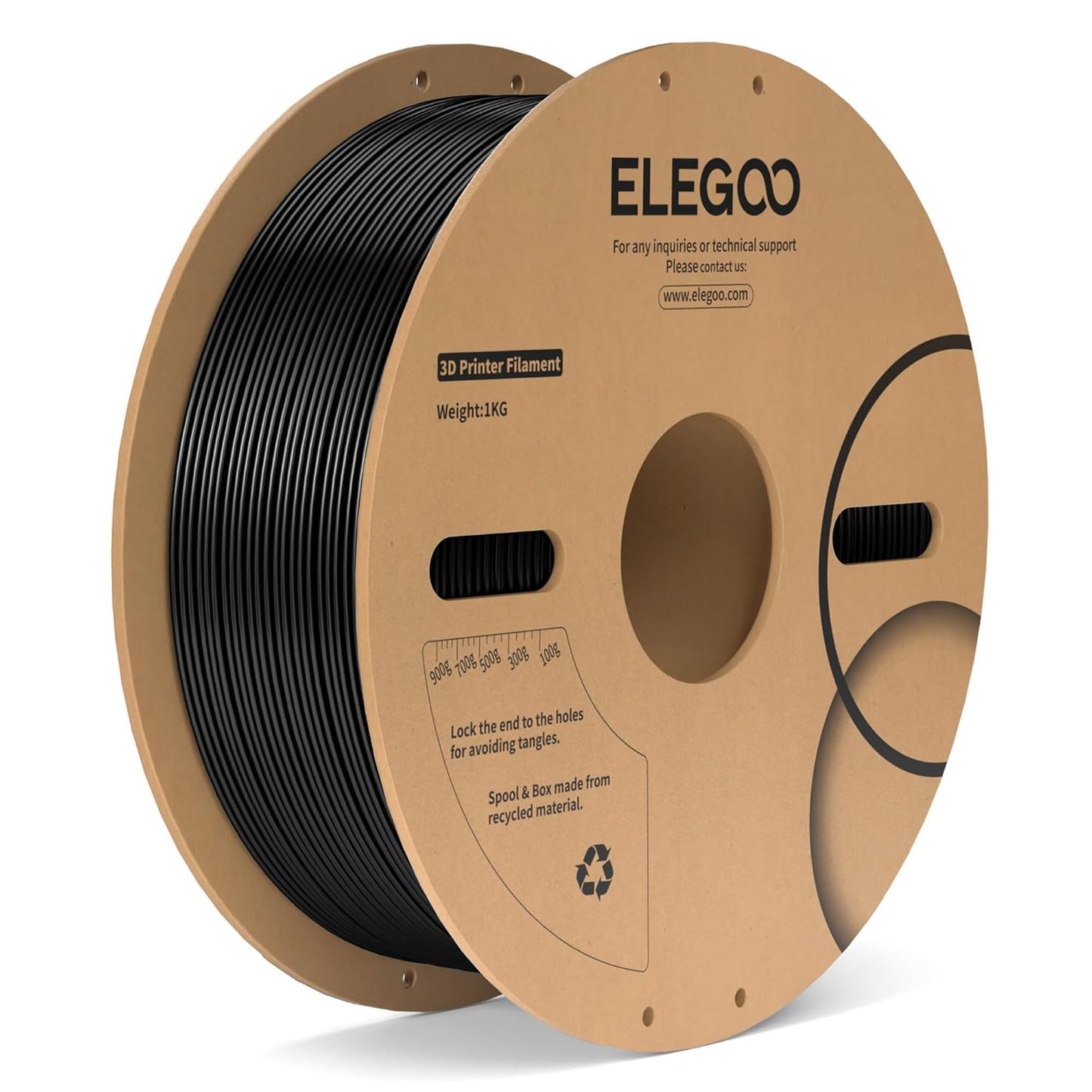 ELEGOO PC Filament 1.75mm Black 1KG for Durable 3D Printing