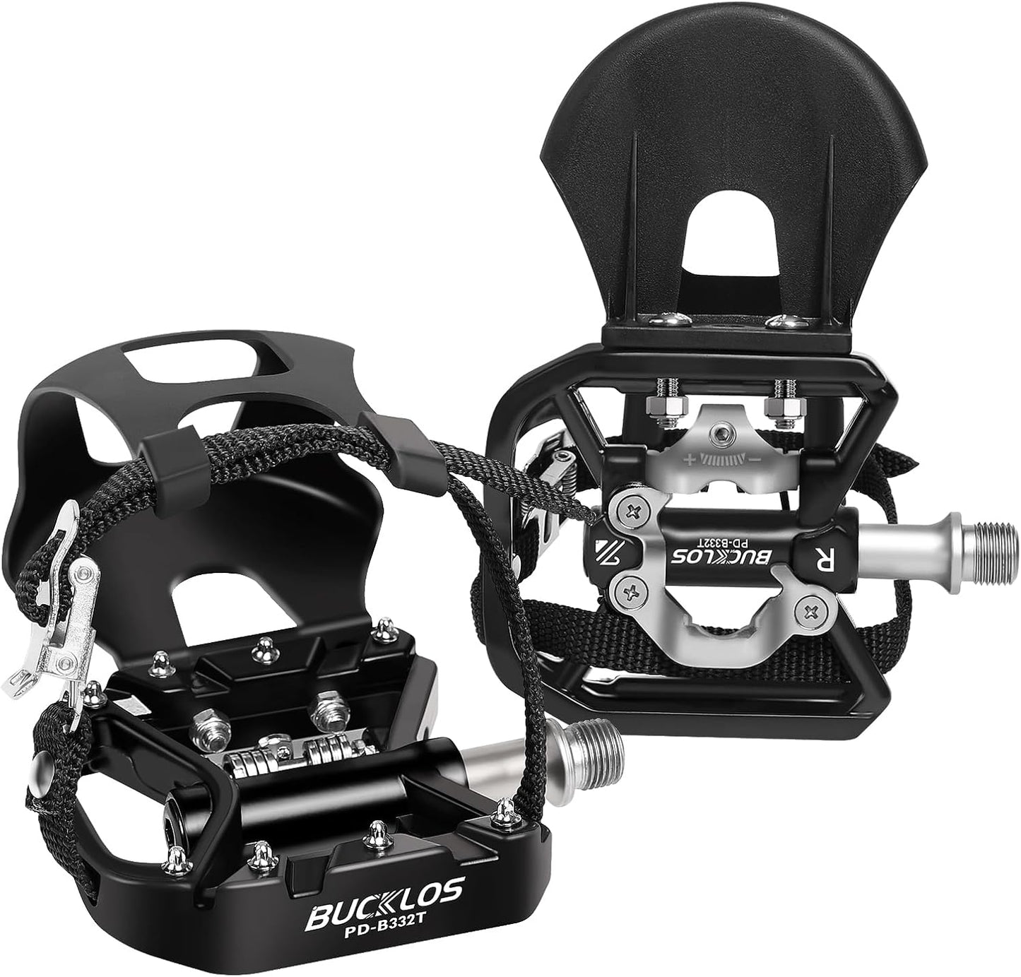 Bucklos Bike Pedals with Toe Cages for Indoor and Outdoor Cycling