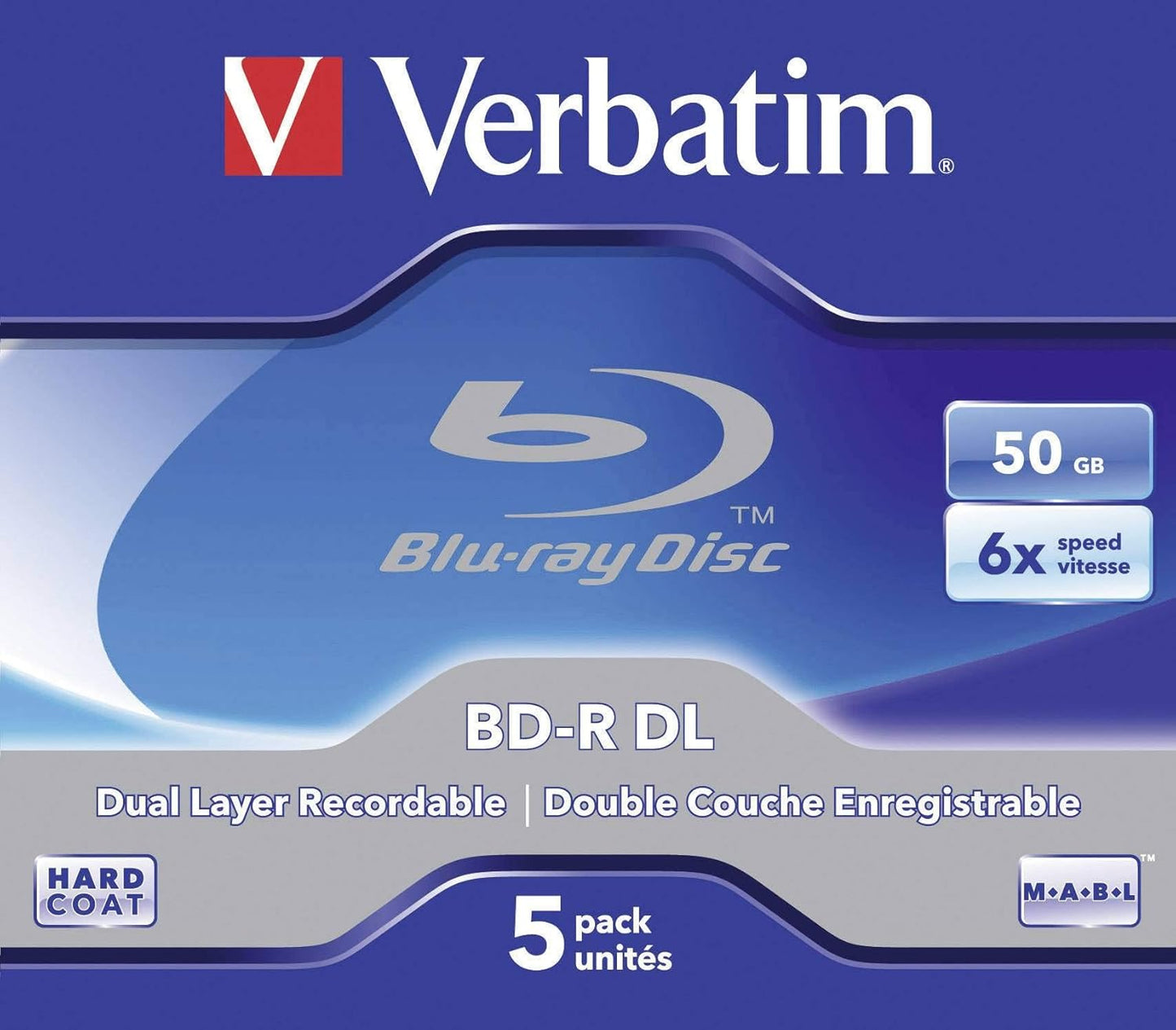 Verbatim BD-R DL 50GB 6X - 5 Pack Jewel Case for Storage
