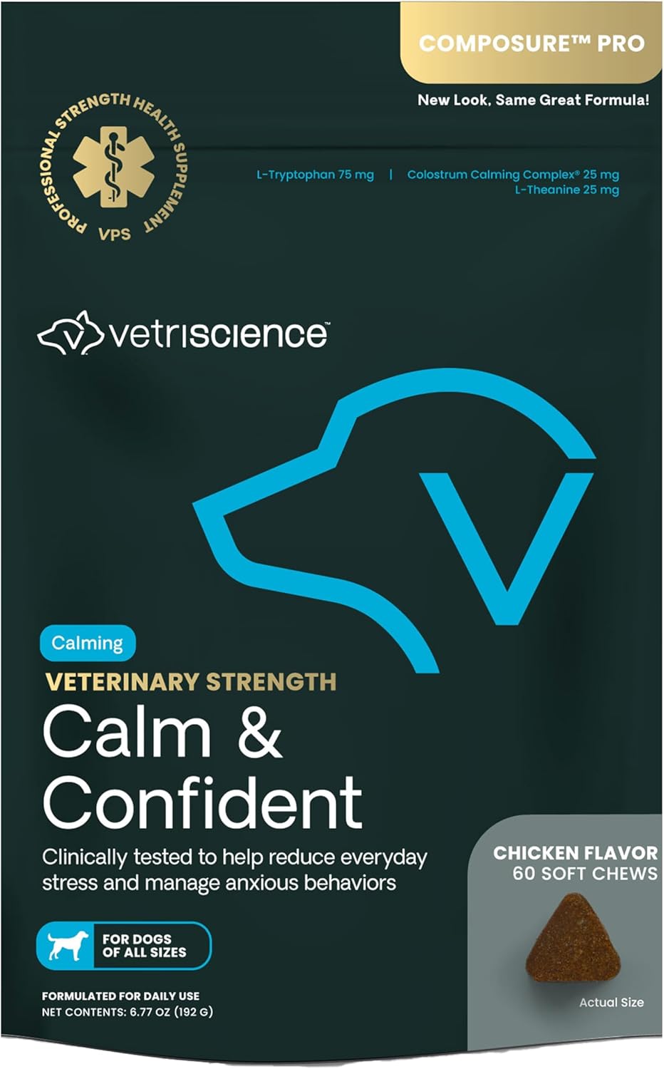 VetriScience Calm & Confident Chews for Stress Relief in Pets