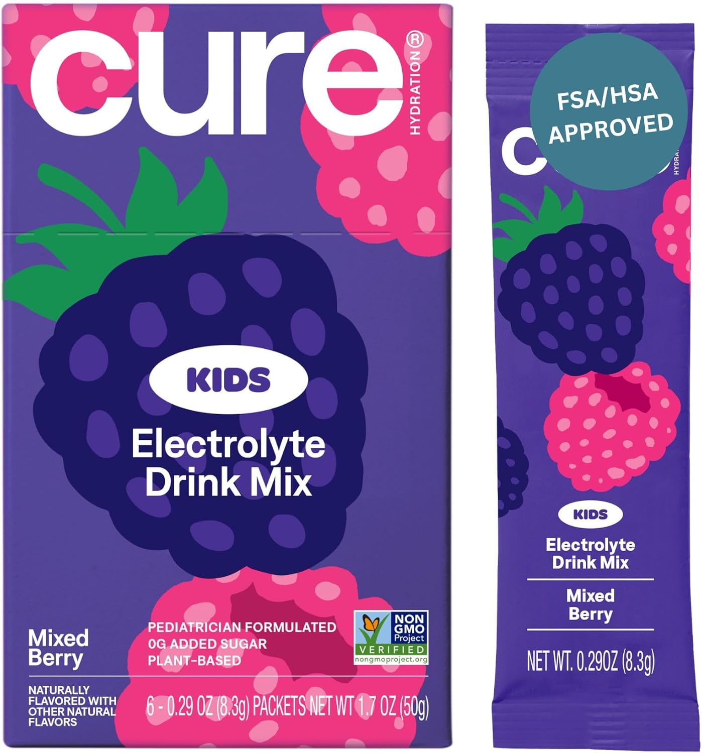 Plant-Based Kids Electrolyte Mix | Pediatrician Formulated | No Sugar, Non-GMO | Mixed Berry