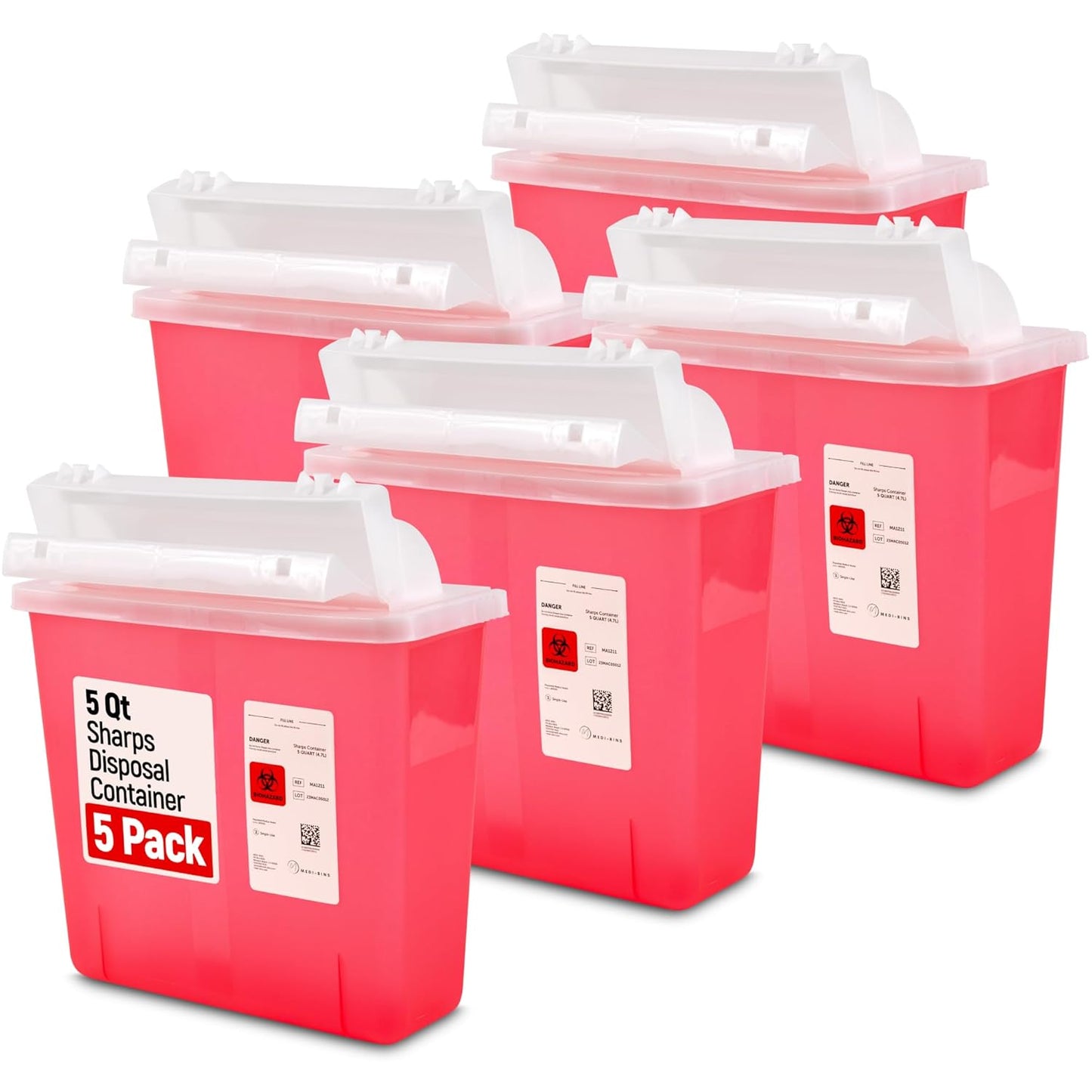 5 Qt Sharps Disposal Containers for Safe Medical Waste Disposal