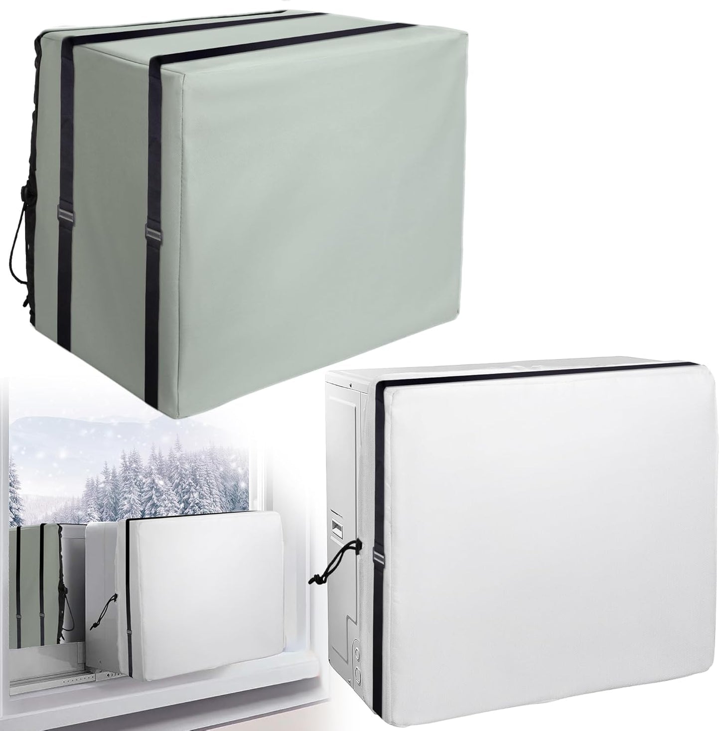 Winter-Proof Your AC! 2 Pack Adjustable Covers for Inside & Outside - Waterproof & Insulated! 20.5x15.7x4.4