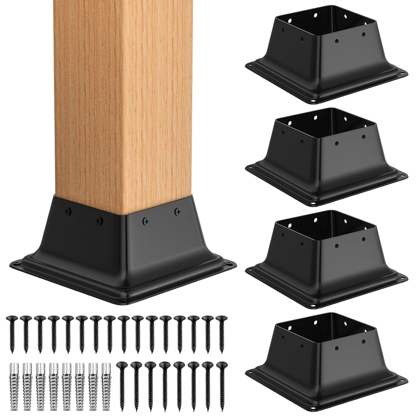 5Pcs 4x4 Post Base for Decking Support and Railing Installation