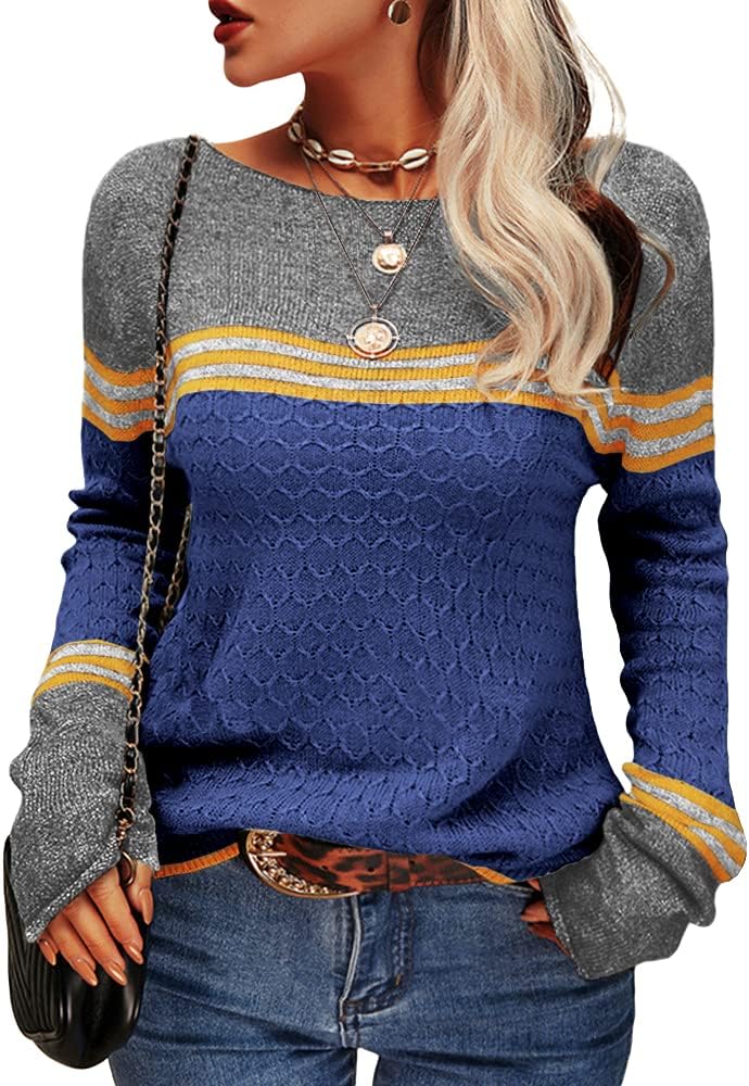 Danedvi Womens Fall Fashion 2025 Colorblock Sweater Trend