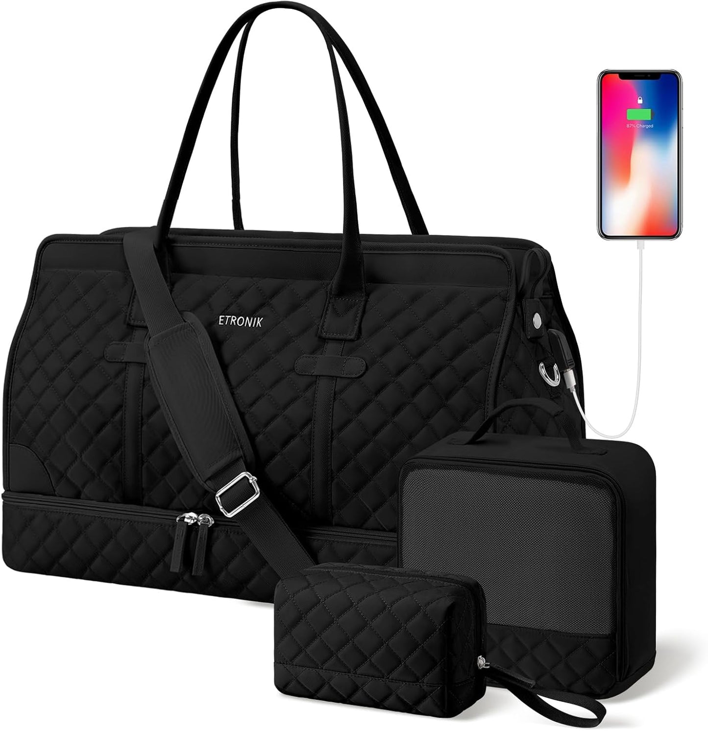 ETRONIK Weekender Overnight Bag for Women with Shoe Compartment