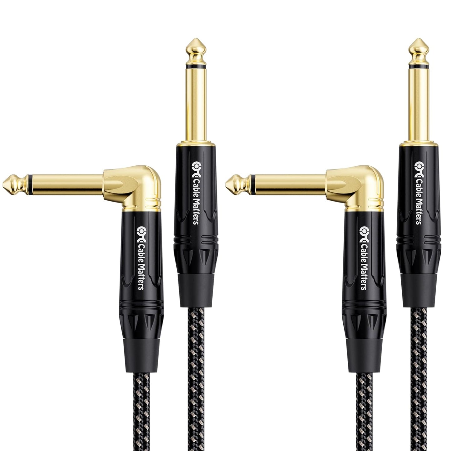 Cable Matters 2-Pack 1/4 Inch TS Right Angle Guitar Cables - Reliable Sound Connection