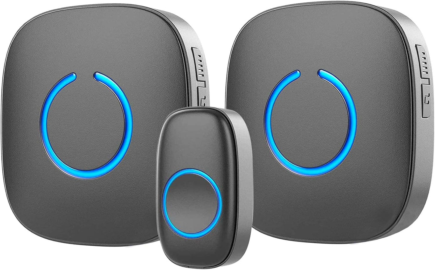 Long Range Wireless Doorbell Kit - LED Flash, 2 Receivers, Matte Black