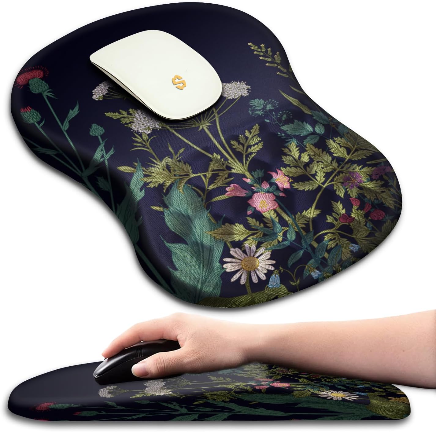 Memory Foam Mouse Pad - Carpal Tunnel Relief! Midnight Flowers