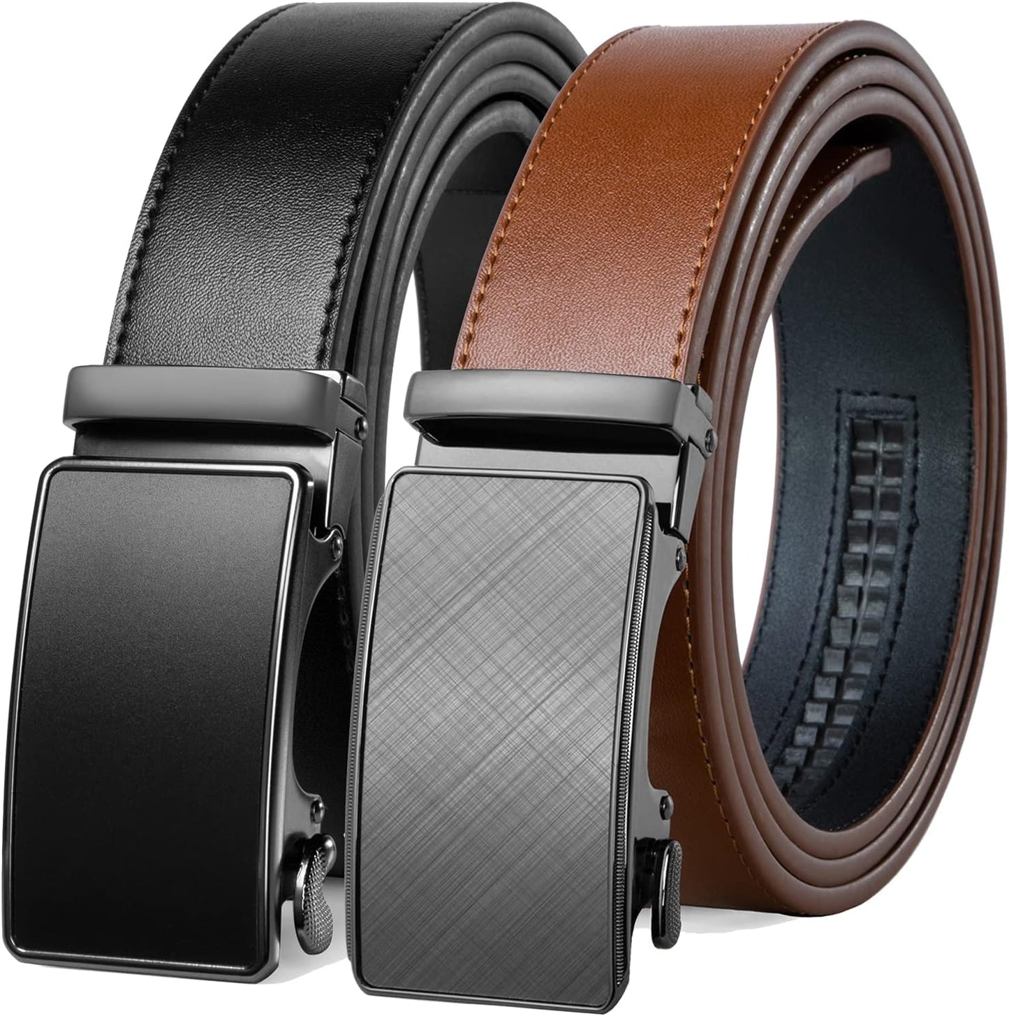 Genuine Leather Ratchet Click Belt 2 Pack for Adjustable Fit