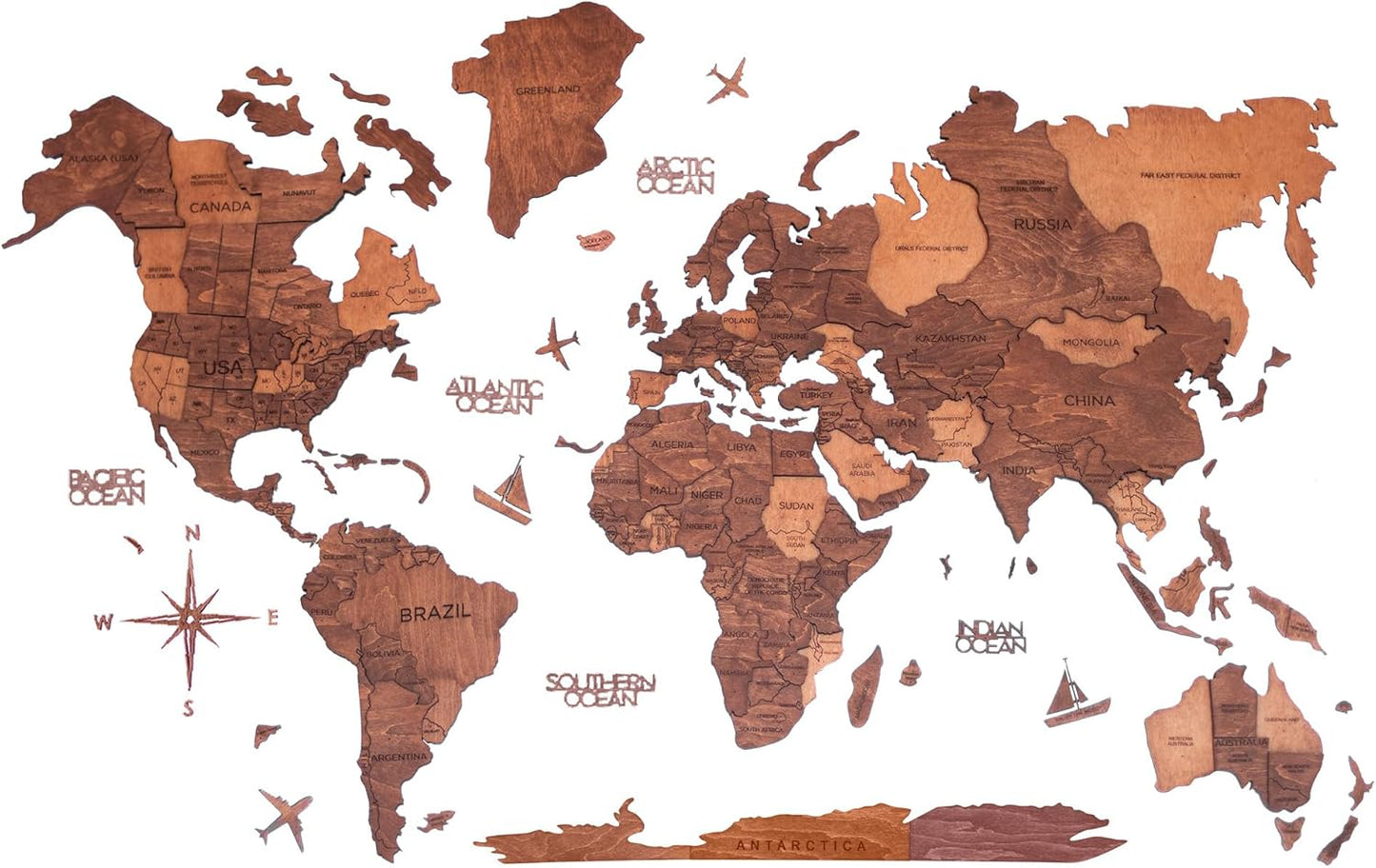 3D Wooden World Map Wall Art for Home and Office Decor