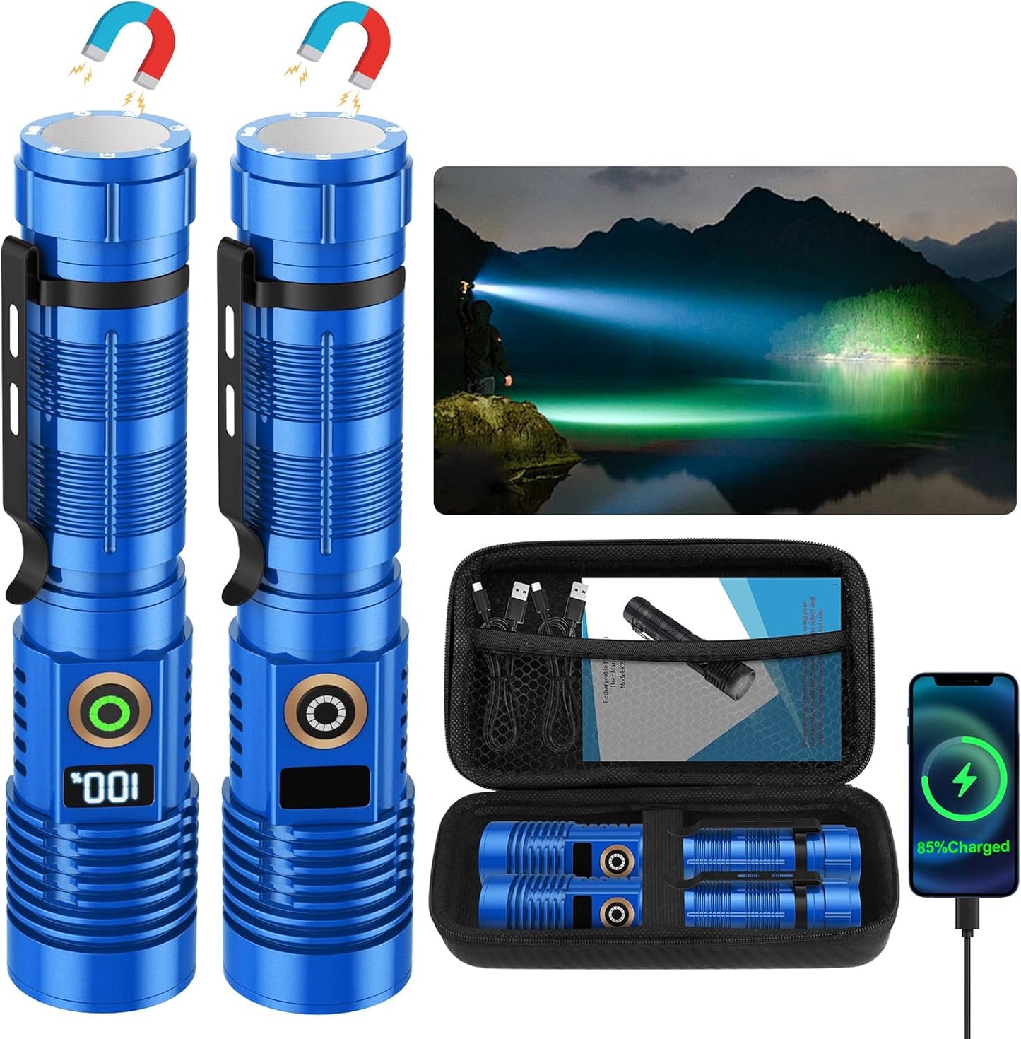 Rechargeable Flashlight High Lumens for Emergency Camping Use