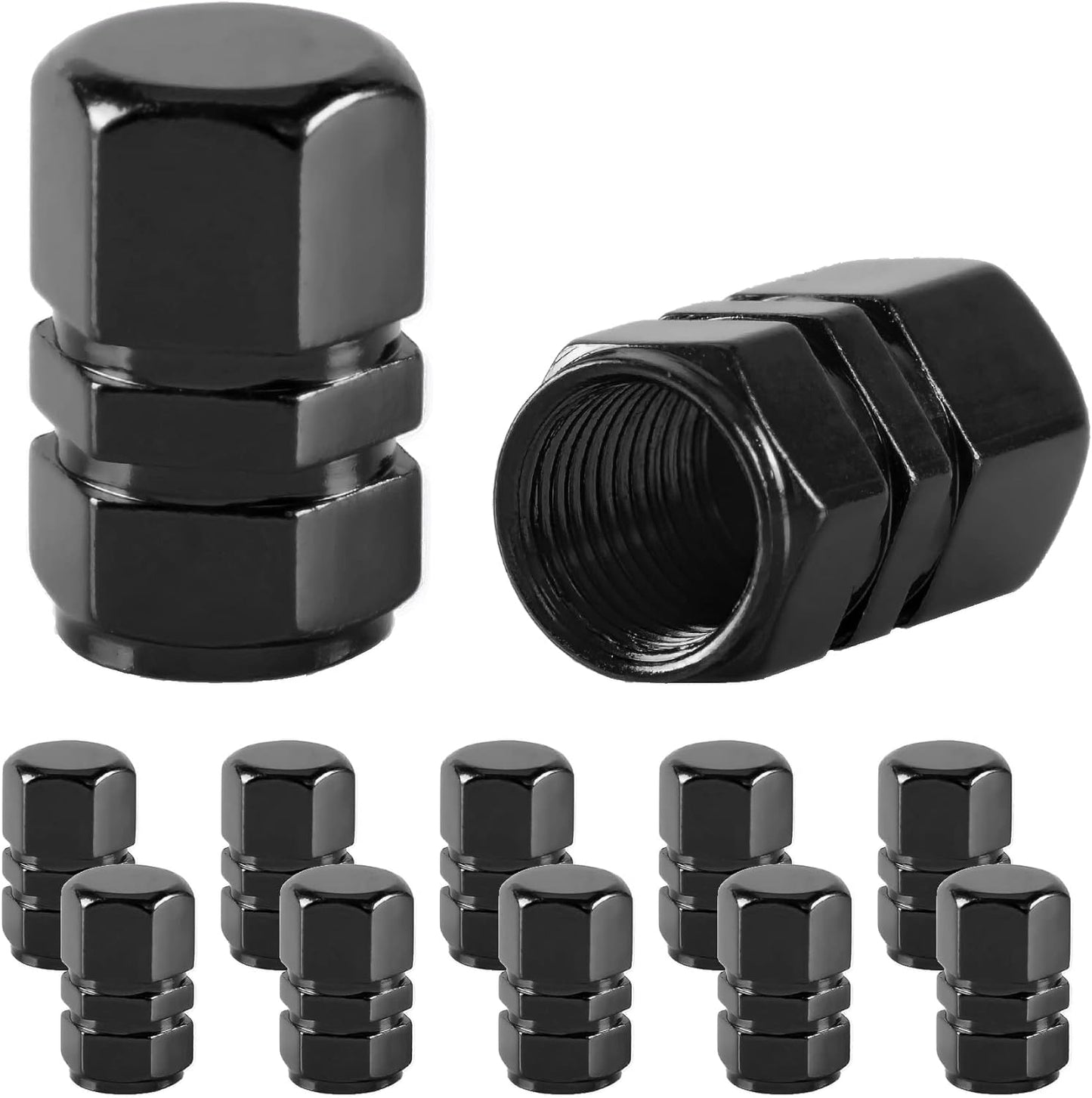 JUSTTOP Black Valve Stem Caps - Set of 12 for Cars, SUVs, Bikes - Universal Fit