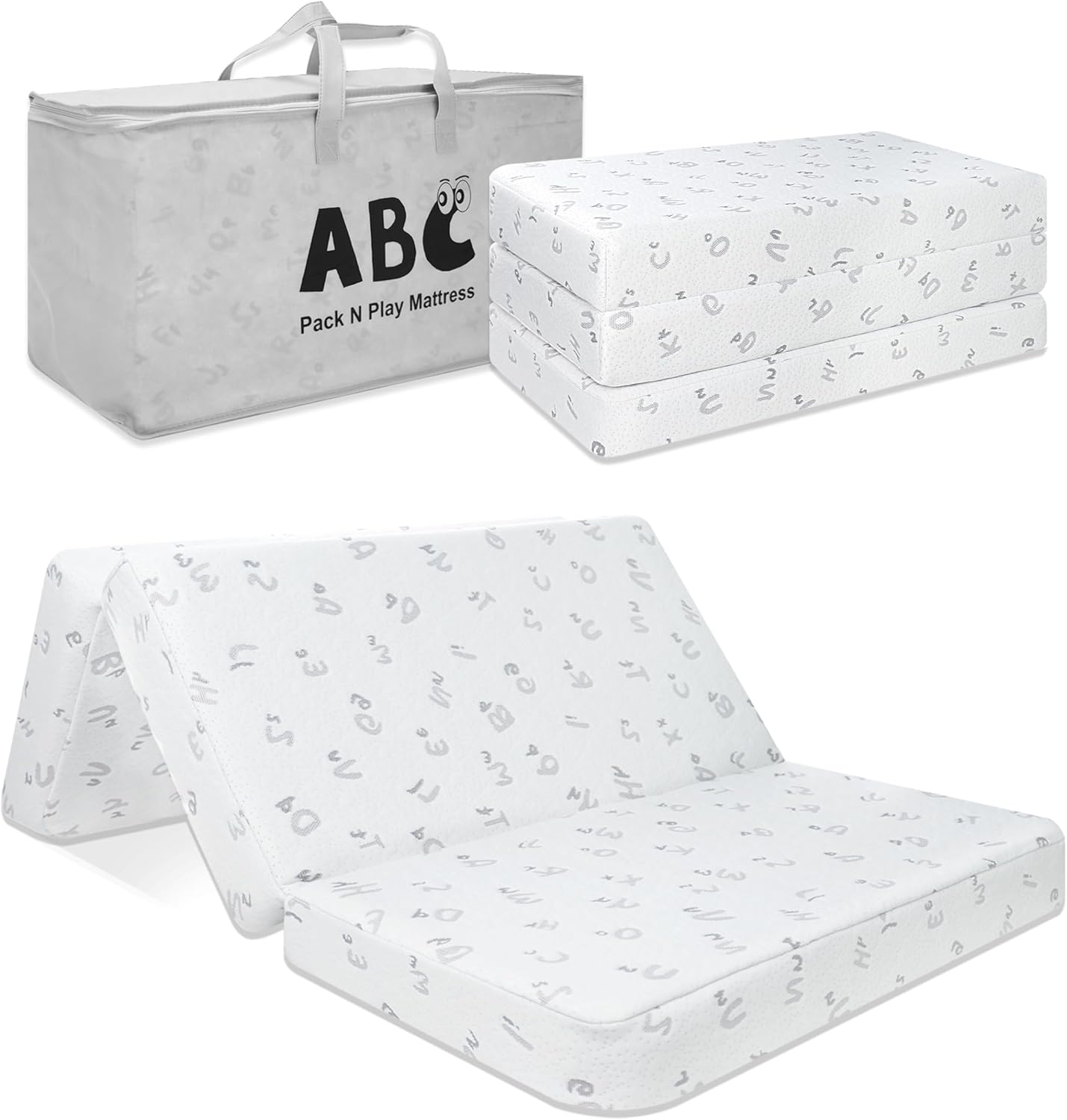 Trifold Pack and Play Mattress for Baby, Portable Travel Crib