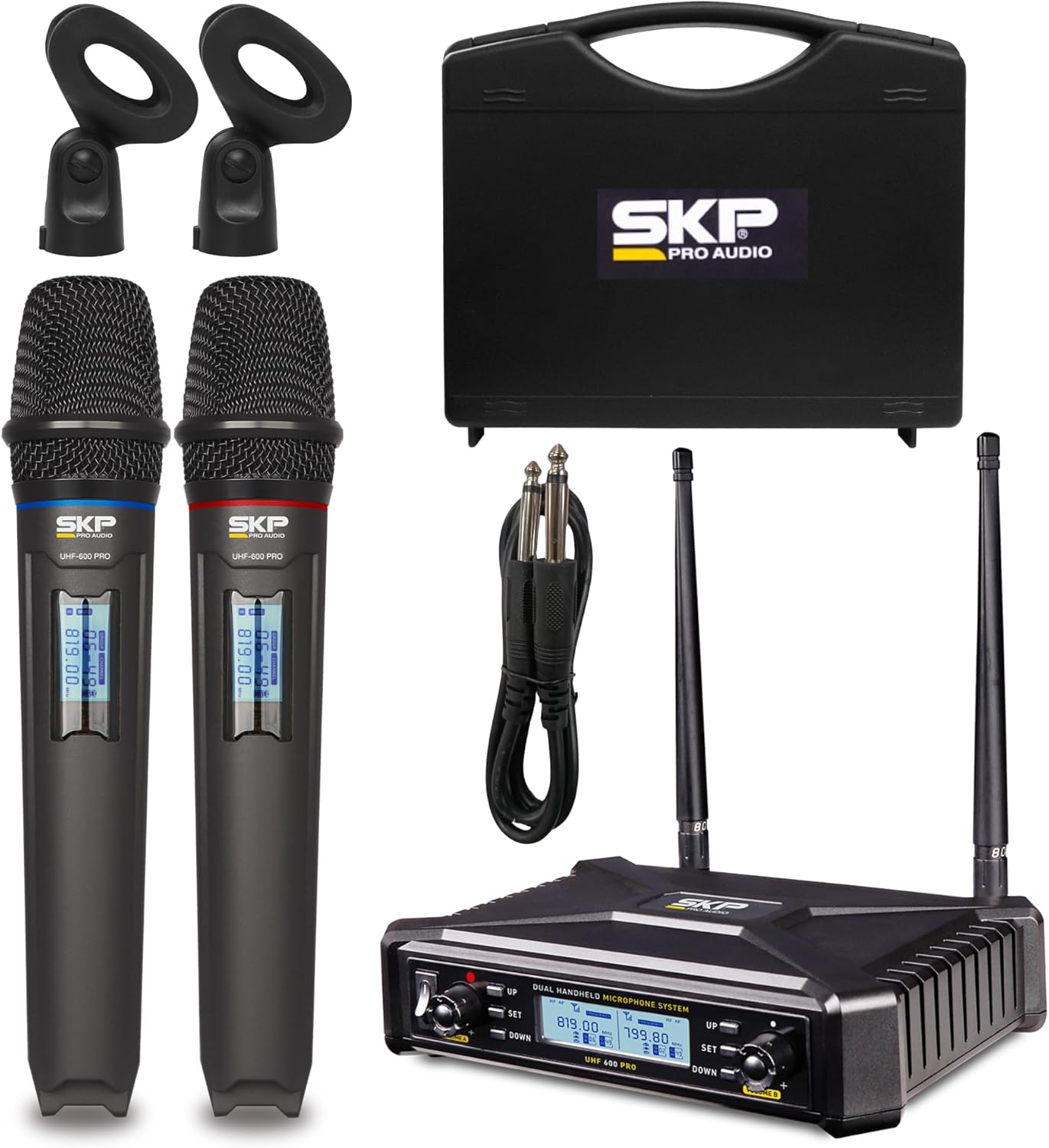 Dual Wireless Microphone System for Karaoke, DJ, and Speech