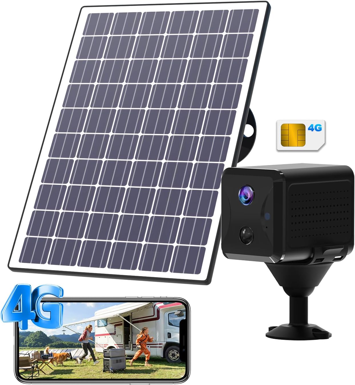 4G LTE Cellular Security Camera Solar No WiFi for Portable Use