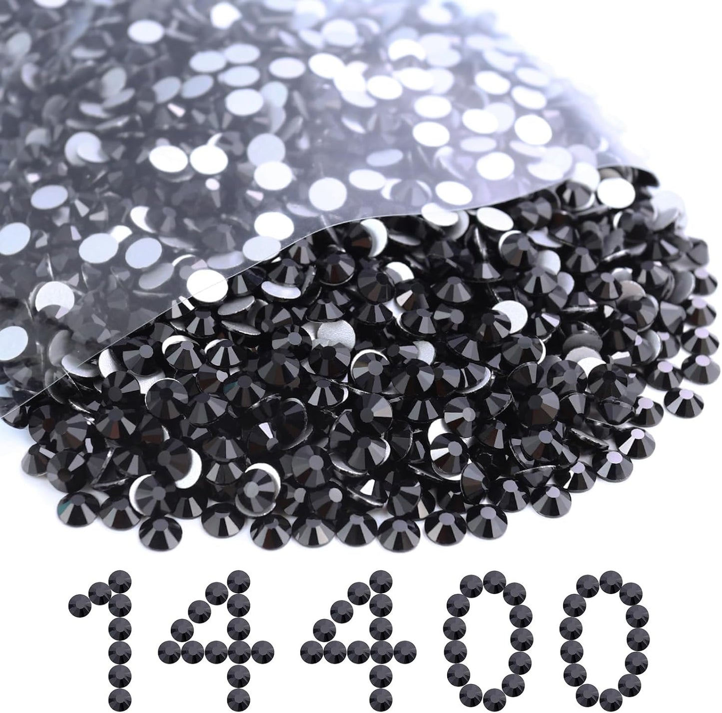 Flatback Rhinestones Bulk - 14400PCS Black SS16 for Crafts