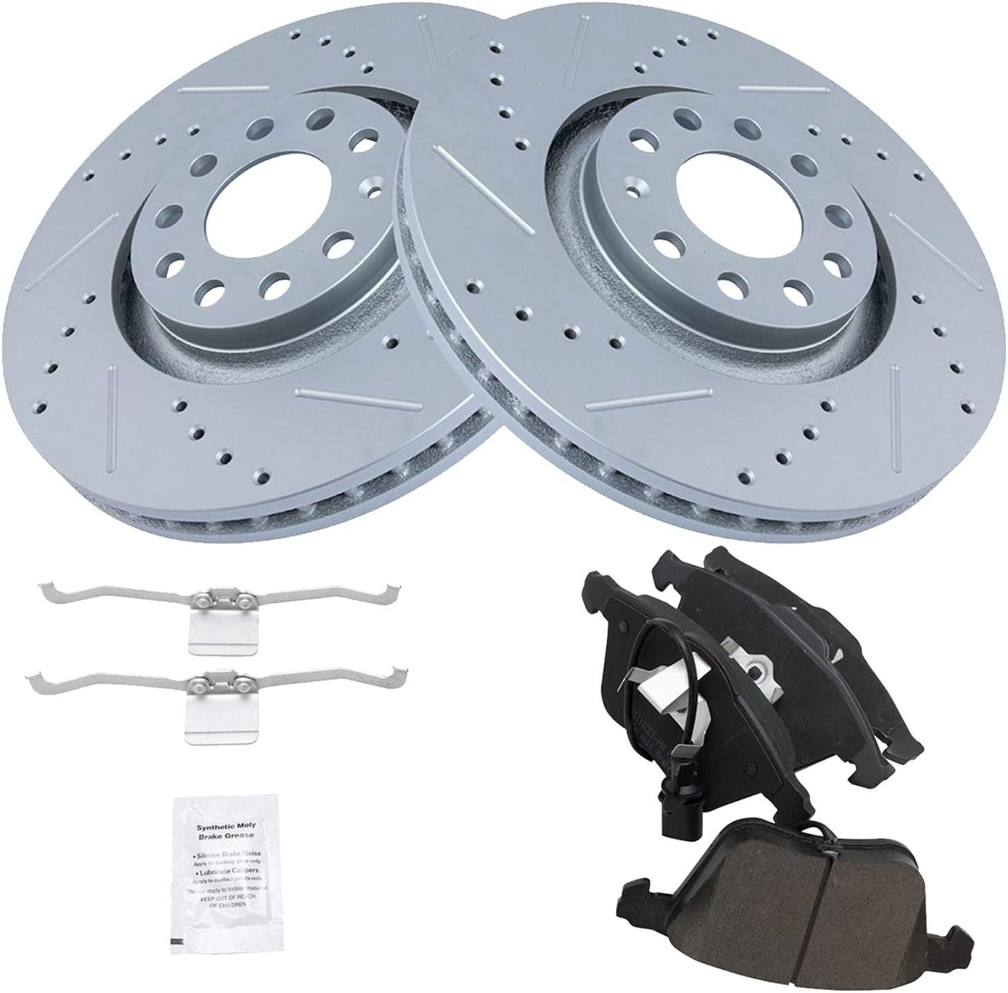 TRQ Front Performance Brake Pad & Rotor Kit for Audi A4 2005-2009