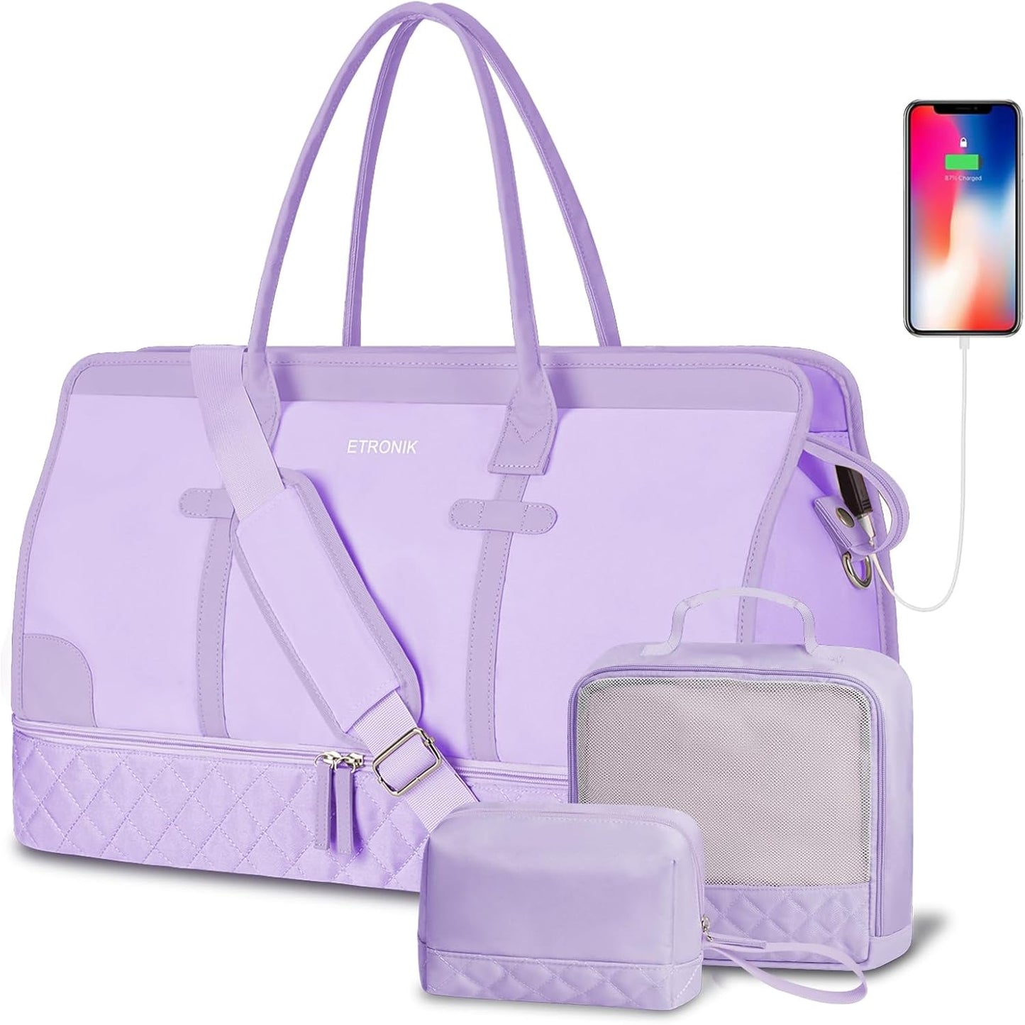 ETRONIK Weekender Overnight Bag for Women with Shoe Compartment