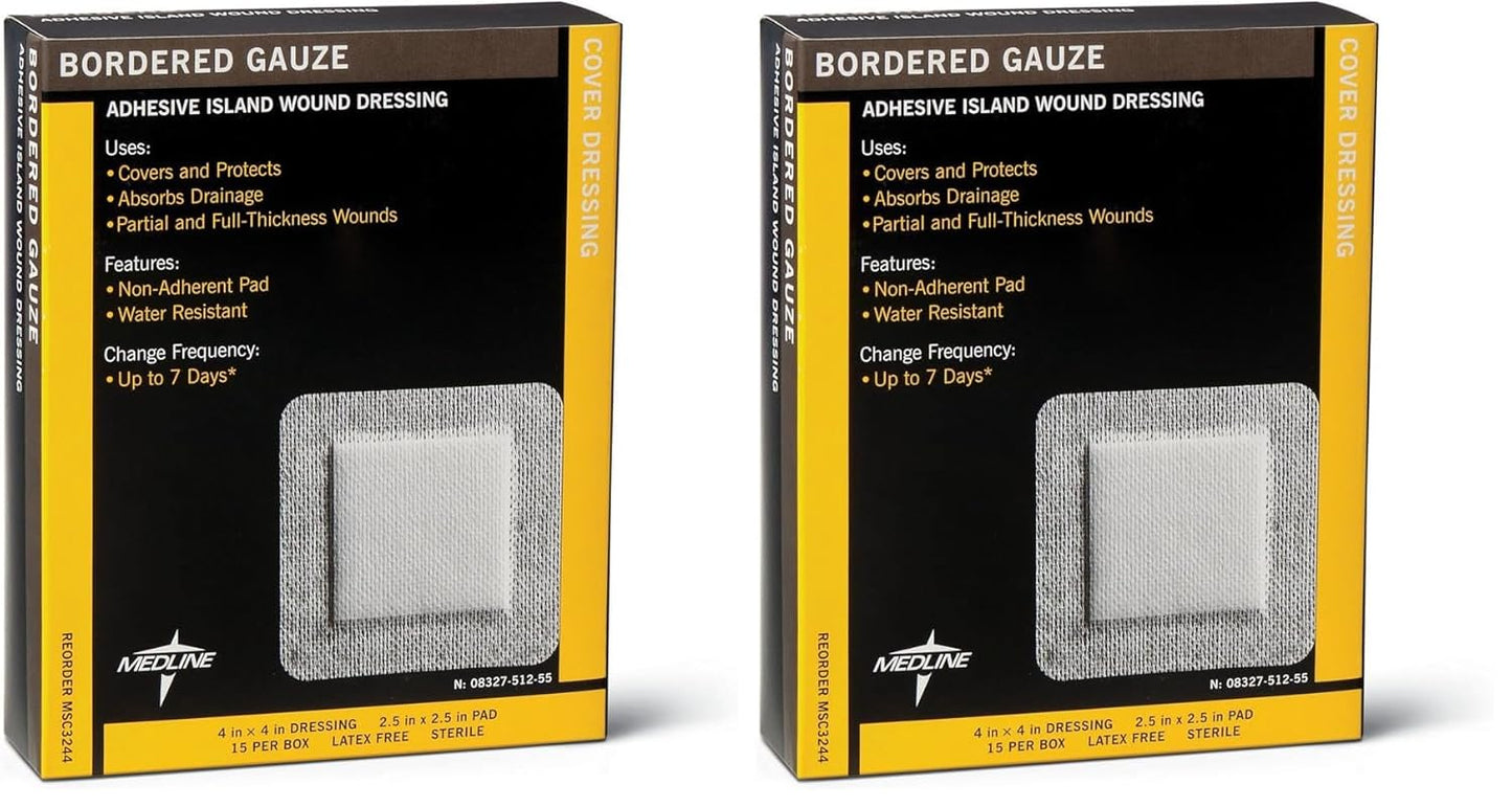Medline Bordered Gauze Adhesive Island Wound Dressing 4in x 4