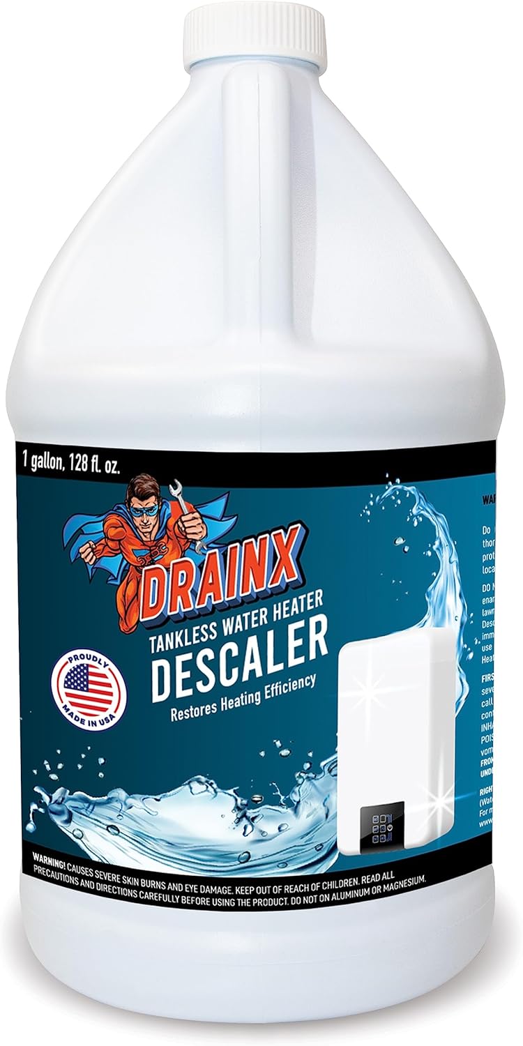 Restore Efficiency! DrainX Tankless Water Heater Descaler - 128oz