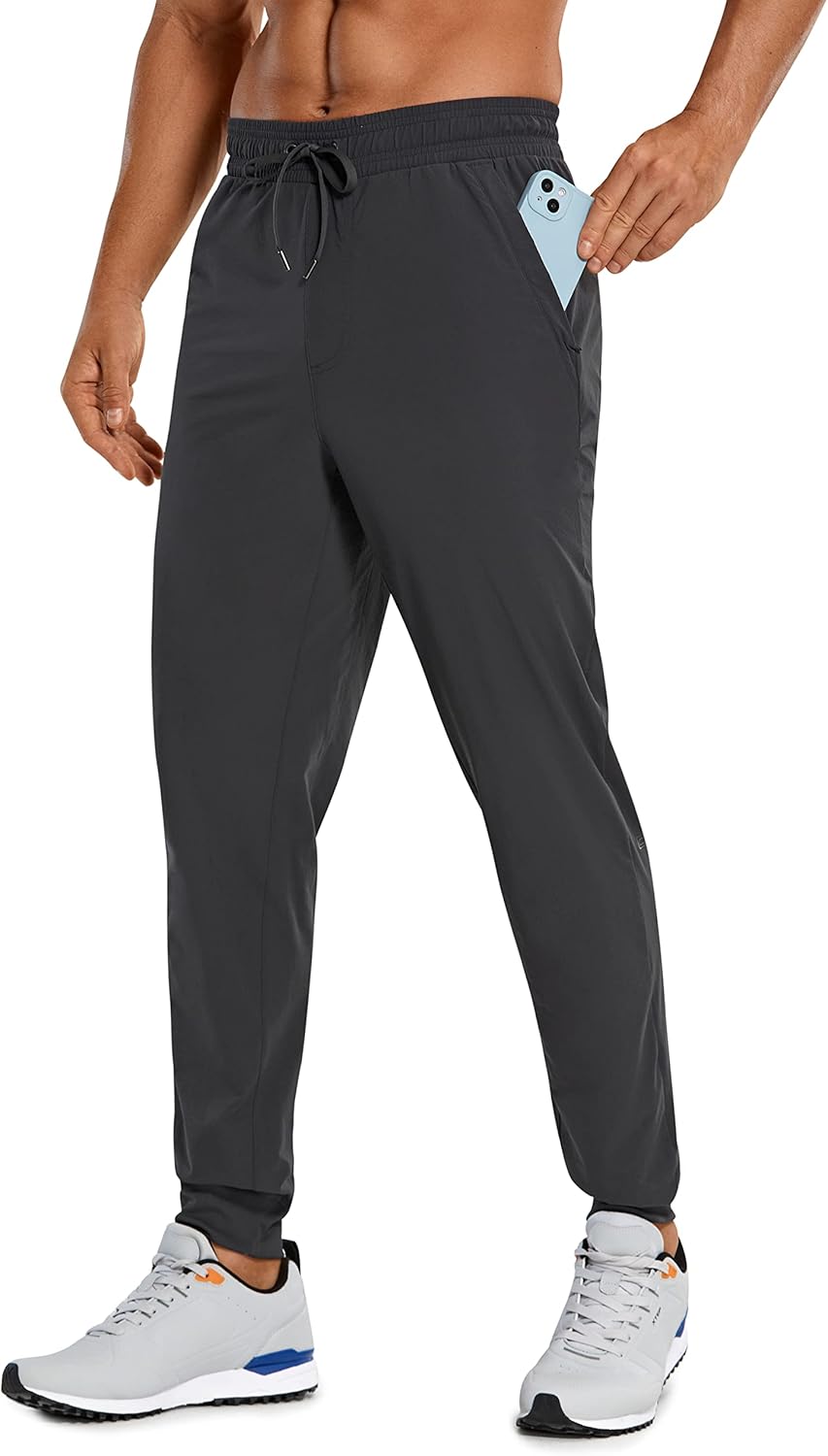 CRZ YOGA Athletic Joggers for Men - Lightweight Water Resistant