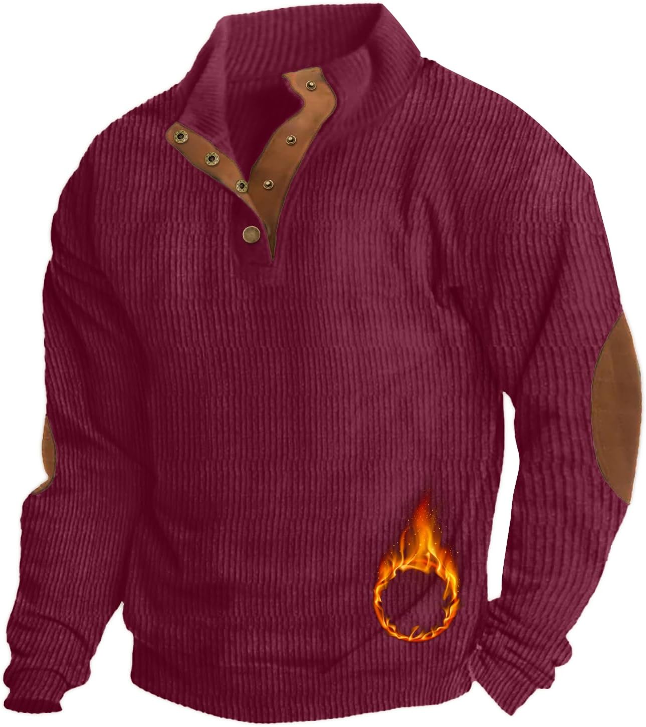 Mens Casual Corduroy Sweatshirt with Stand Collar for Fall