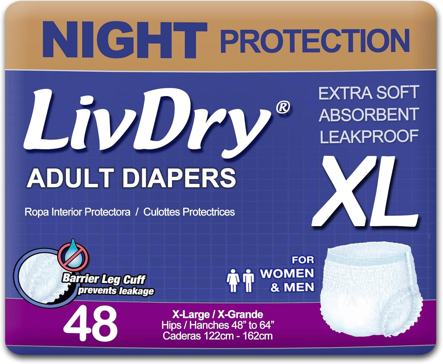 LivDry Overnight Protective Underwear XL for Ultimate Comfort