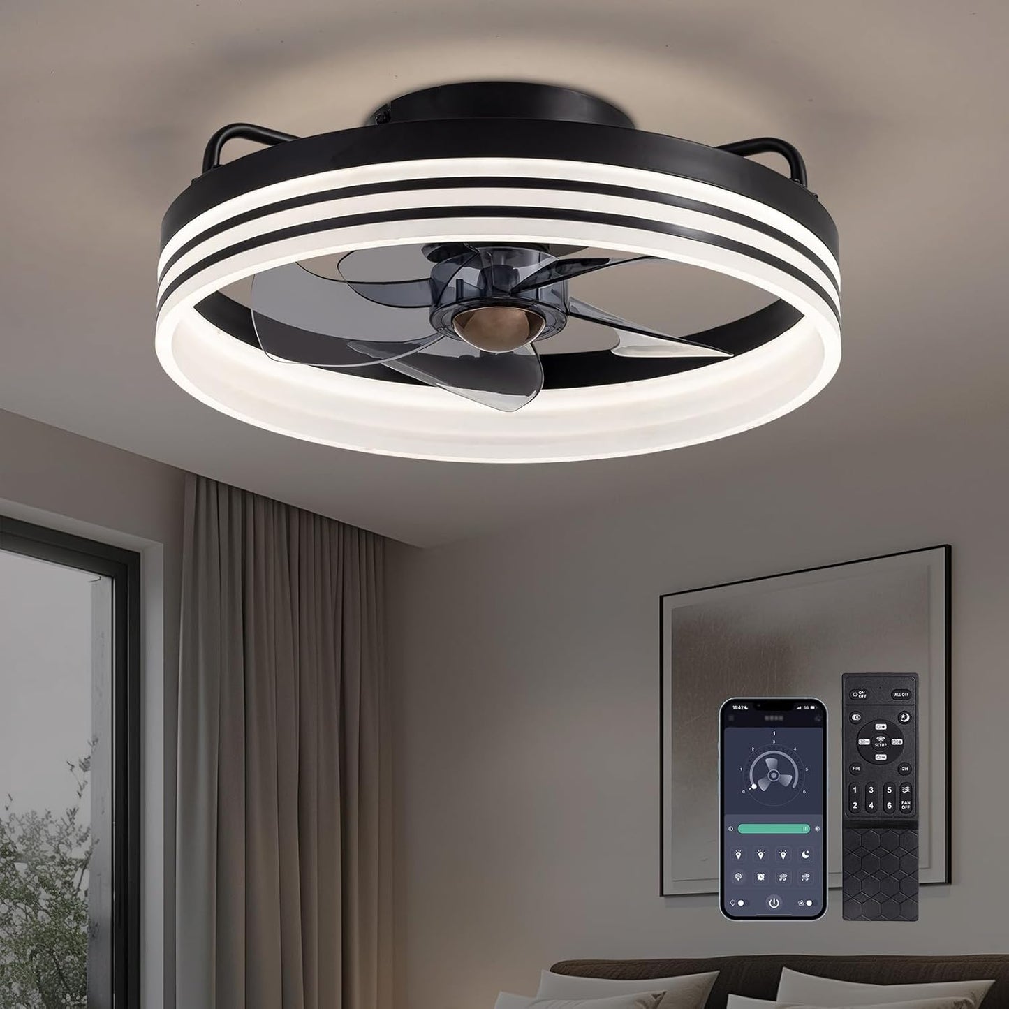 LUDOMIDE Ceiling Fans with Lights and Remote Control