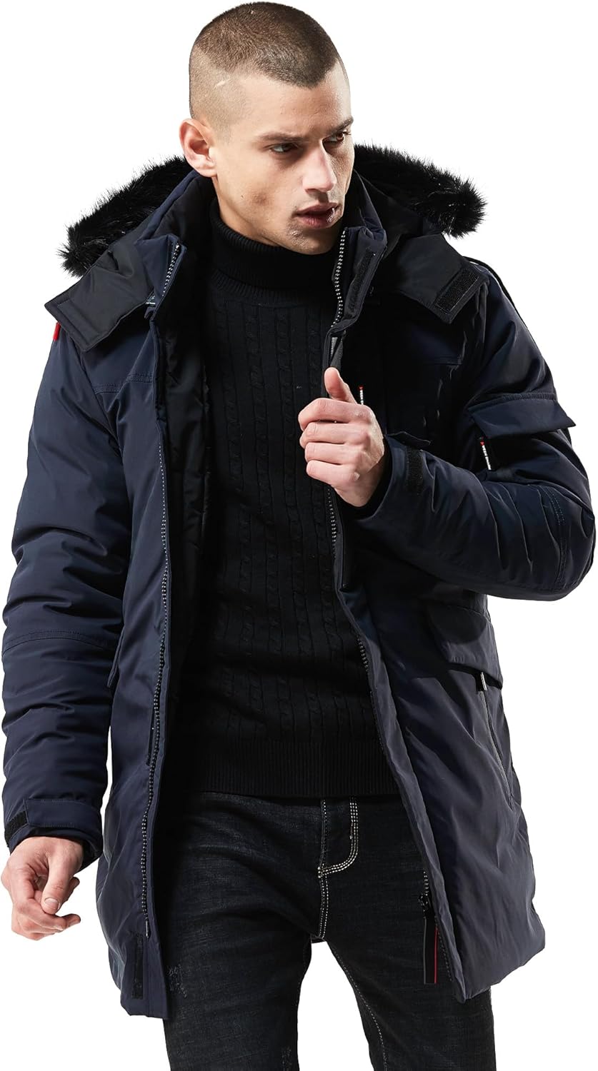 WEEN CHARM Men's Warm Parka Ski Jacket for Extreme Winter Comfort