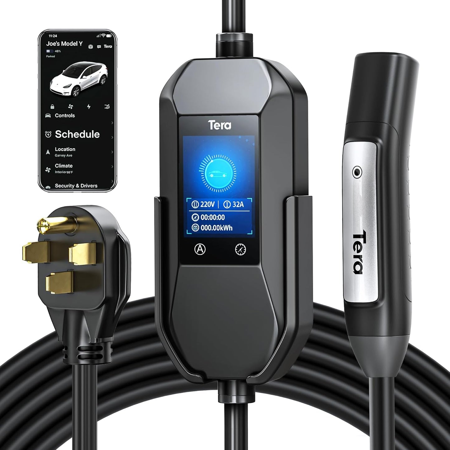 Tera 2025 New EV Charger for Tesla with 2.8in Display
