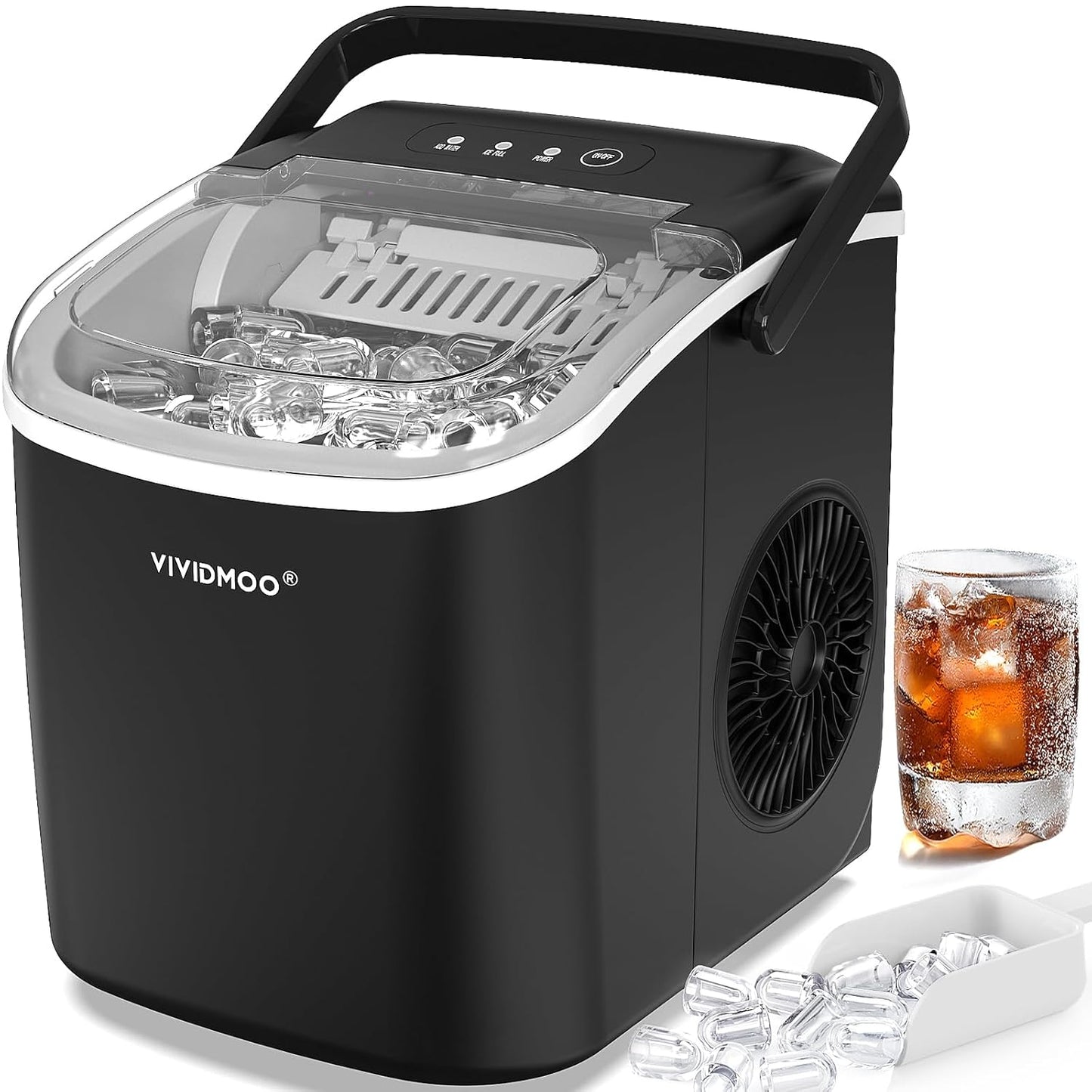 Countertop Ice Maker with Handle for Home and Office Use